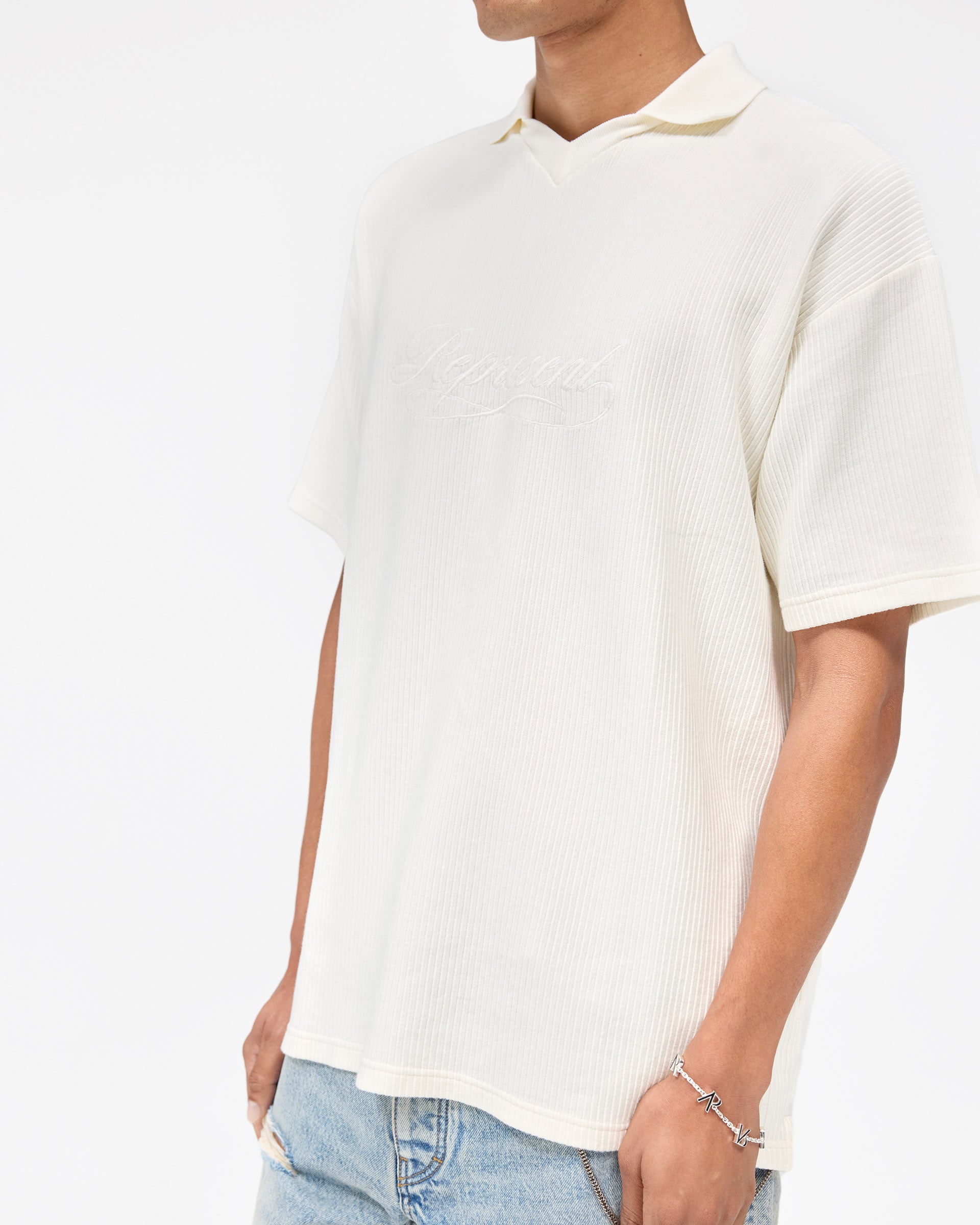 Ribbed Polo - Aged White | REPRESENT