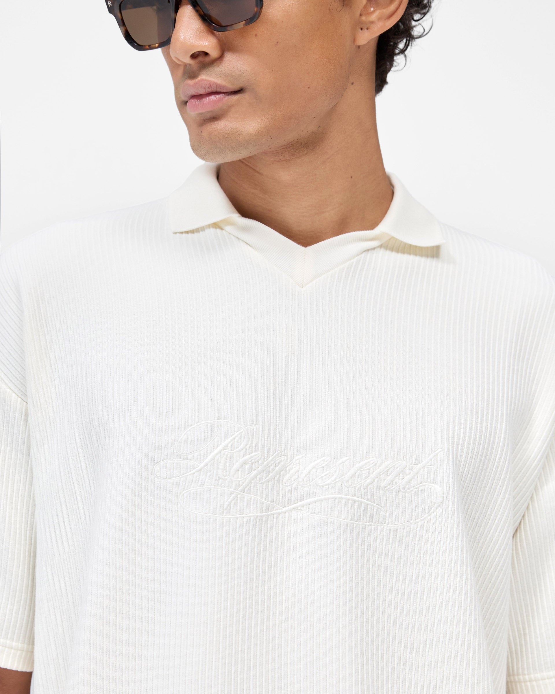 Aged White Ribbed Polo Jersey | Men's T-Shirts | REPRESENT