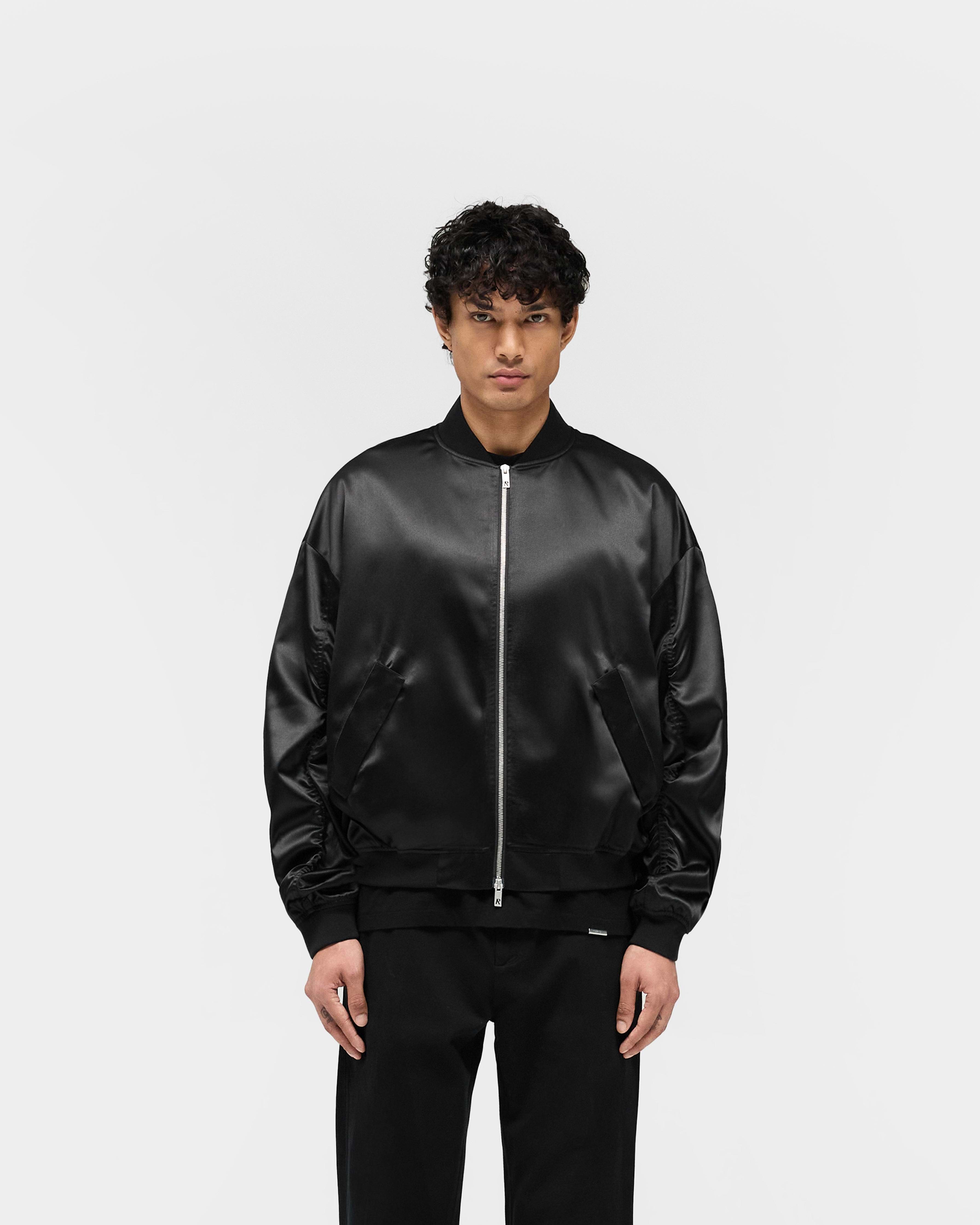 Black Satin Bomber | Mens Jackets - Oversized | REPRESENT