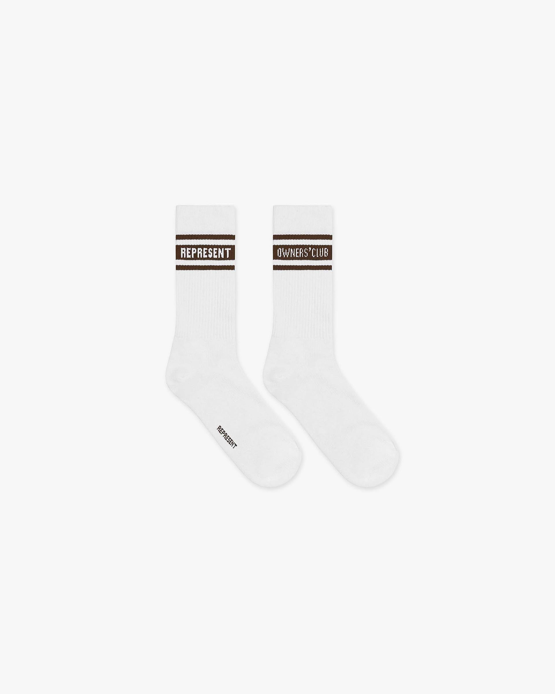 Represent Owners Club Socks | Flat White/Brown Accessories Owners Club | Represent Clo