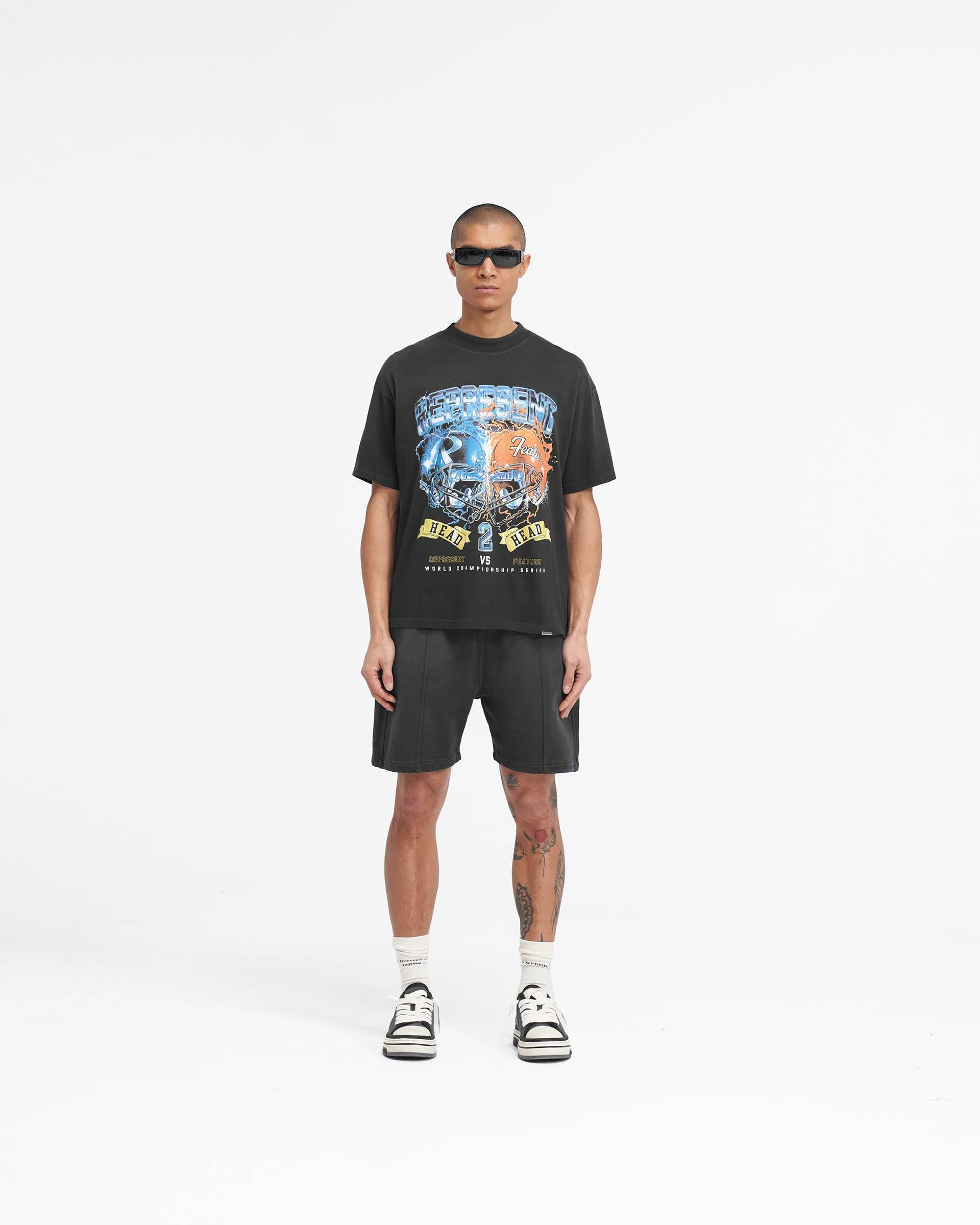 Represent X Feature Sweat Shorts - Stained Black