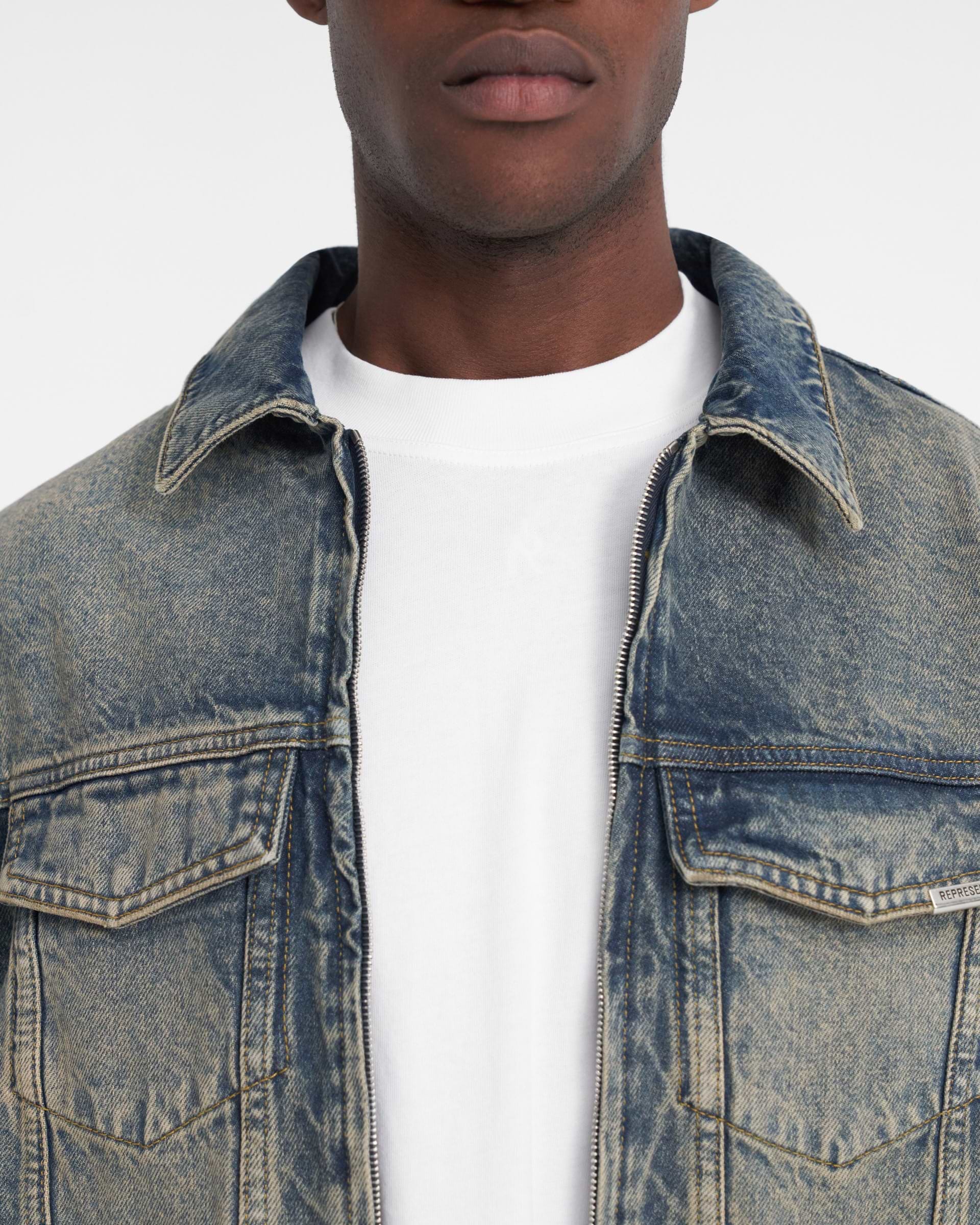 R4 Denim Jacket | Blue Cream | REPRESENT R4 Denim Jacket | Blue Cream | REPRESENT