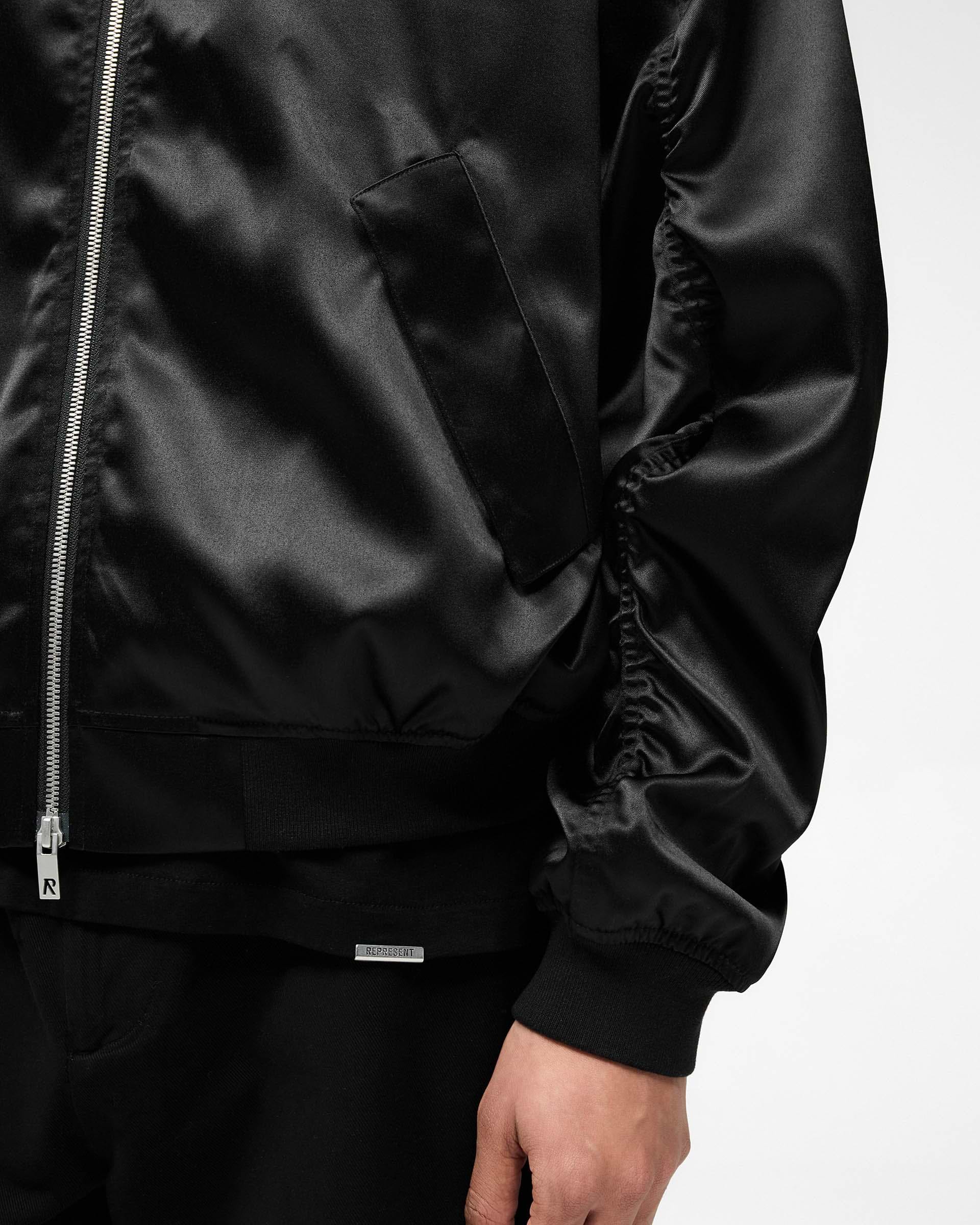 Black Satin Bomber | Mens Jackets - Oversized | REPRESENT