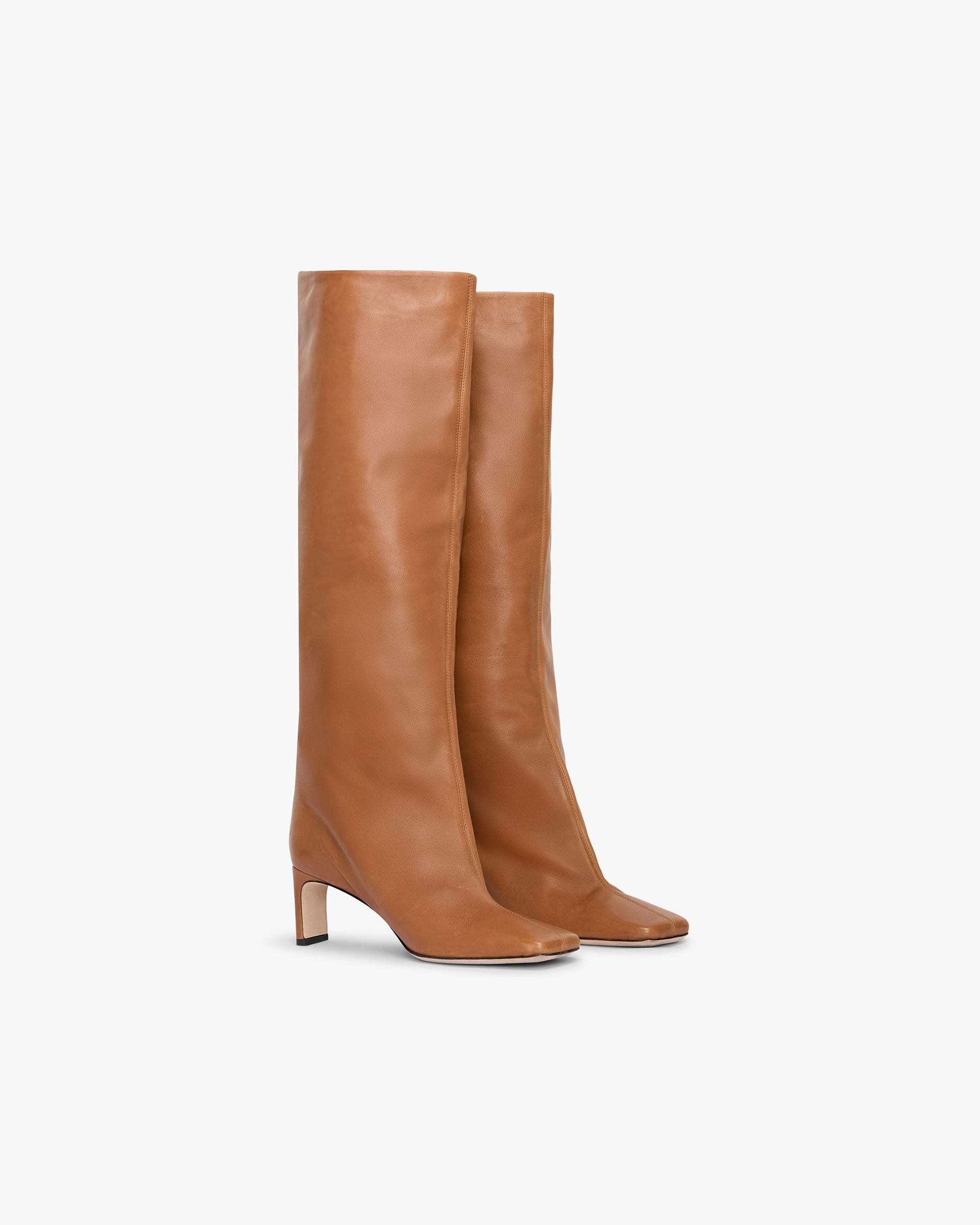 Square Toe Knee Boot - Tan