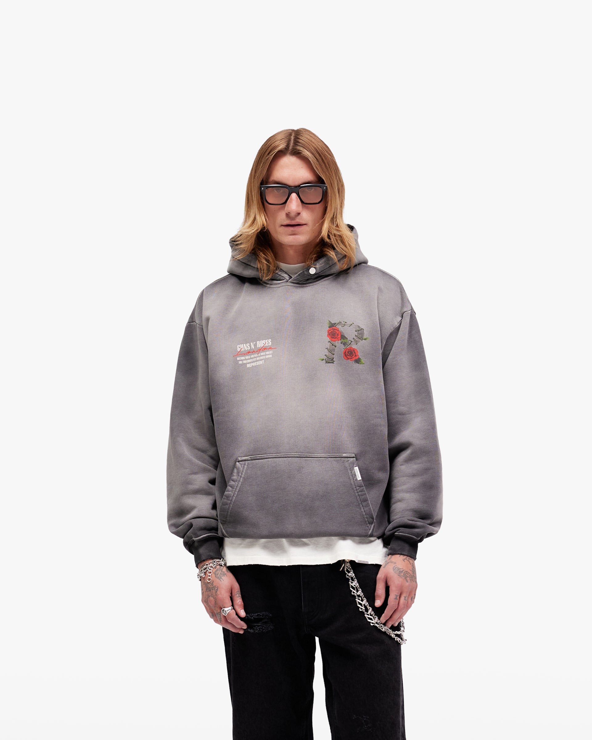 Represent X Guns N' Roses Tour Hoodie - Stained Black