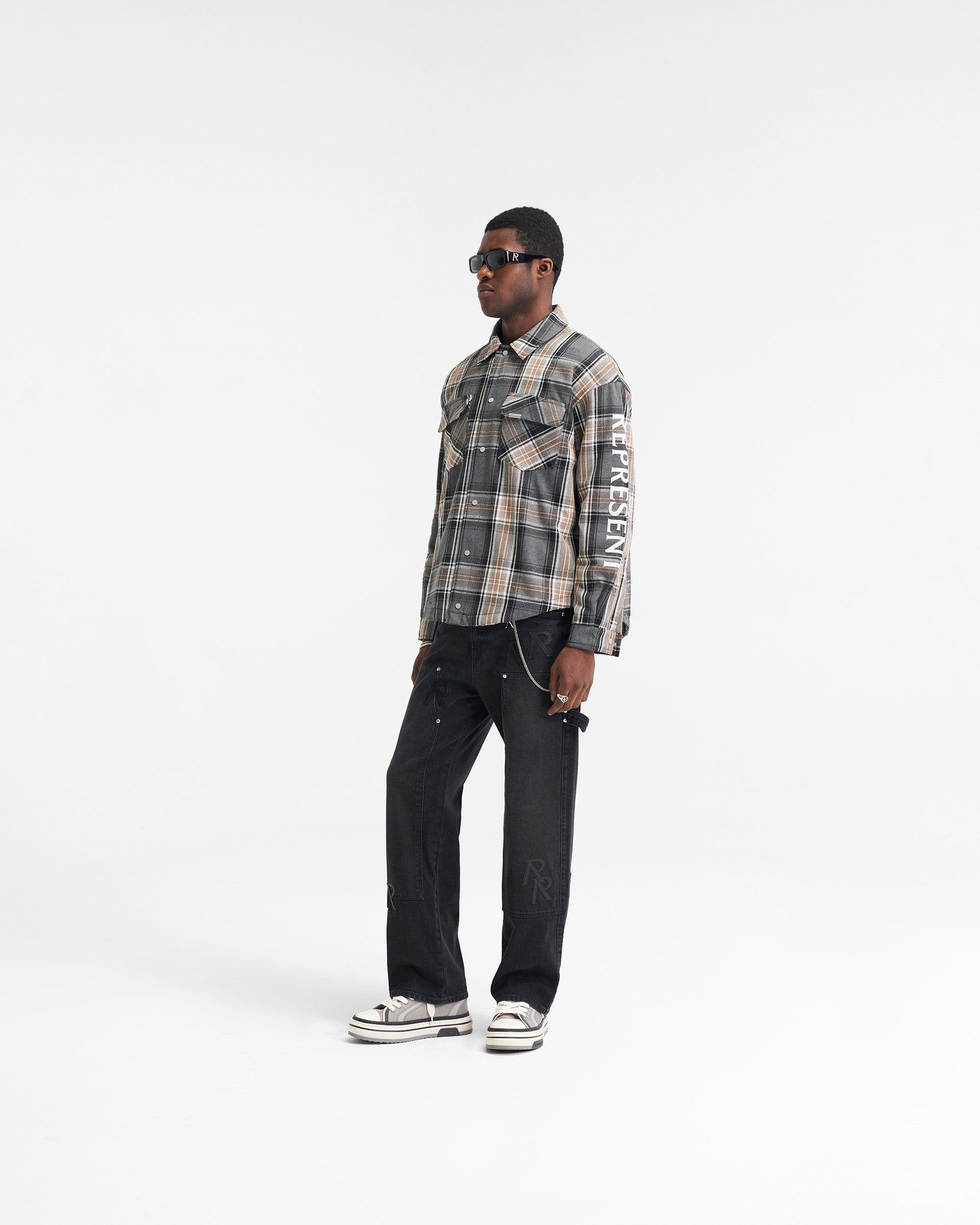 Quilted Flannel Overshirt - Grey Check