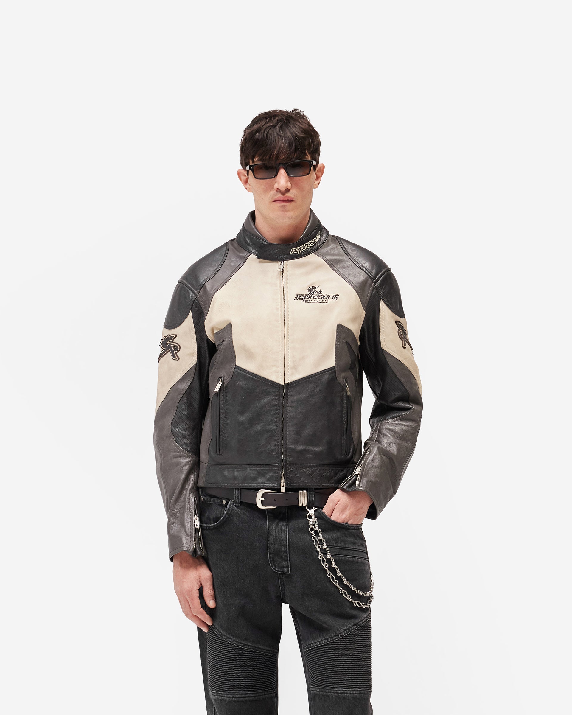 Represent x Belstaff Leather Race Jacket Black | Mens Jackets