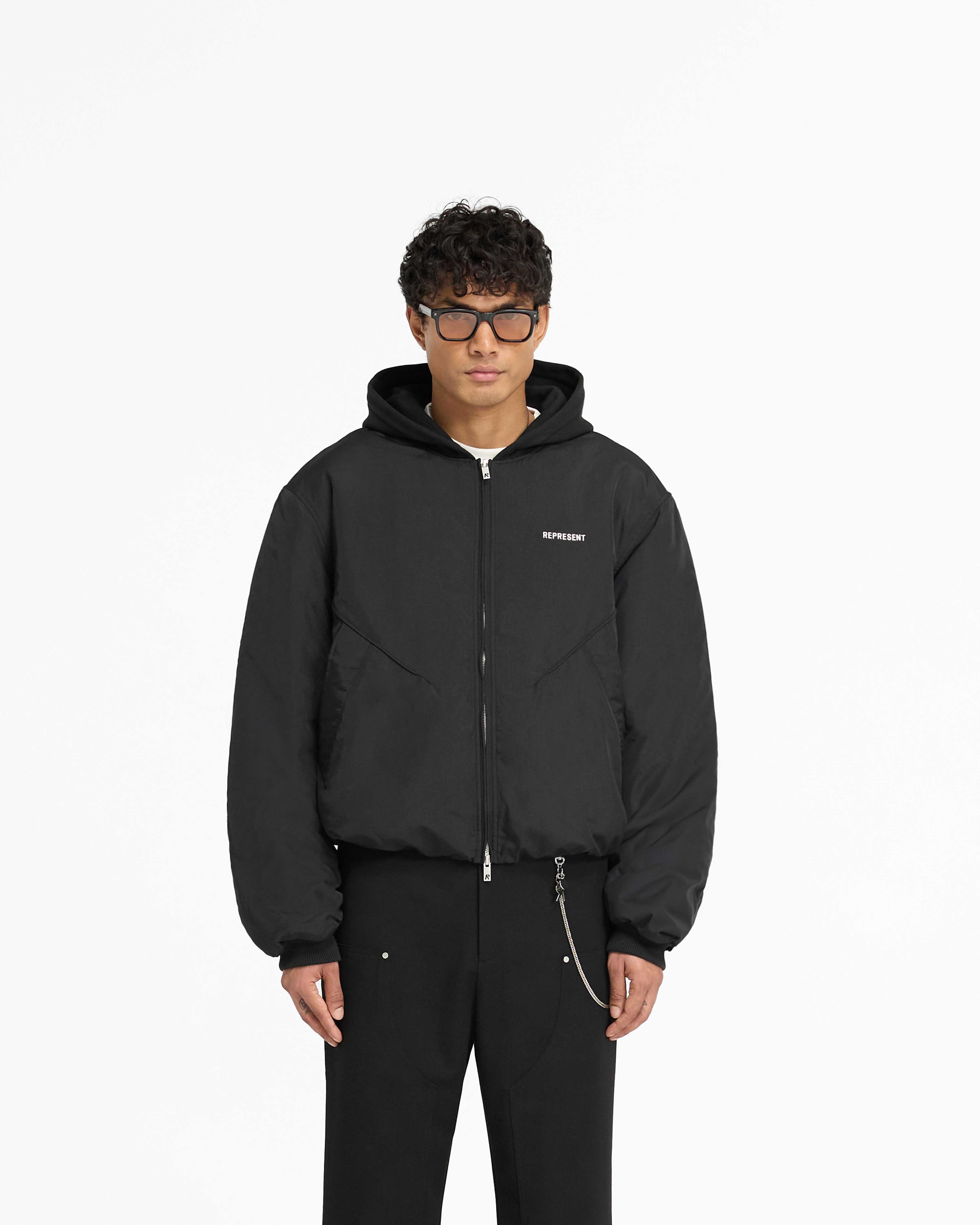 AW24 FCRB NYLON HOODED JACKET XL ブラック Jersey Hood Bomber | Black | REPRESENT