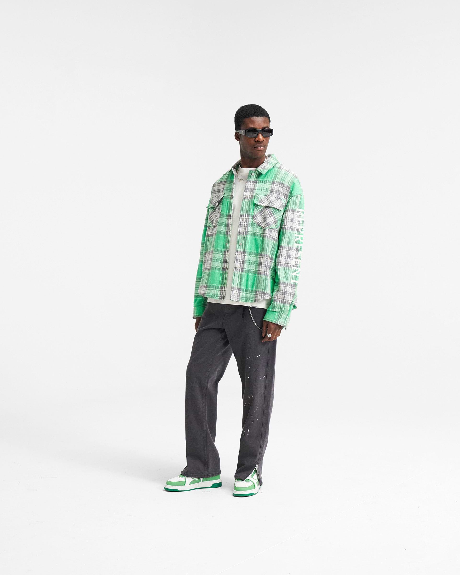 Represent QUILTED FLANNEL SHIRT Green/Grey