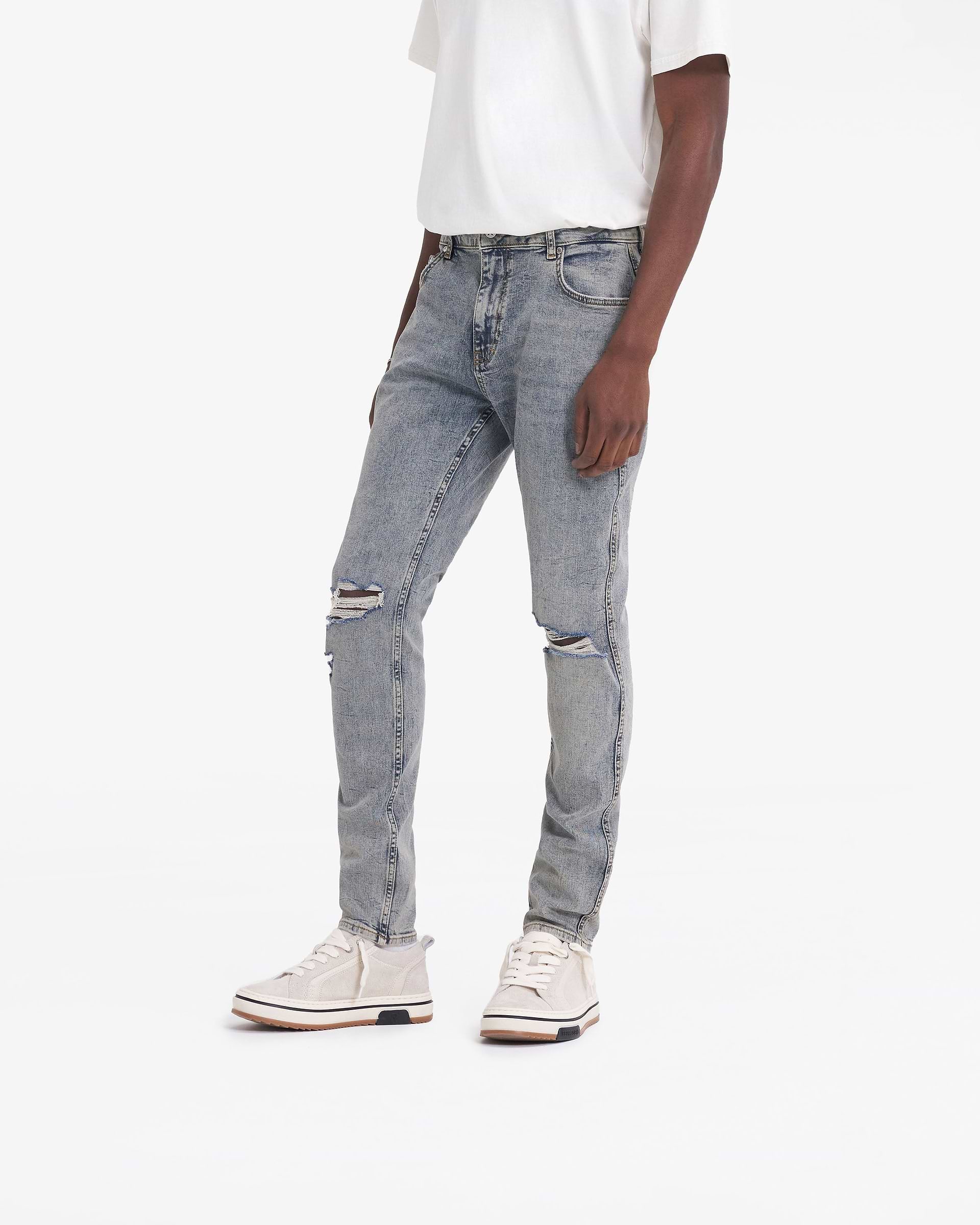 Mid Blue Ripped Jeans | R1D | REPRESENT CLO