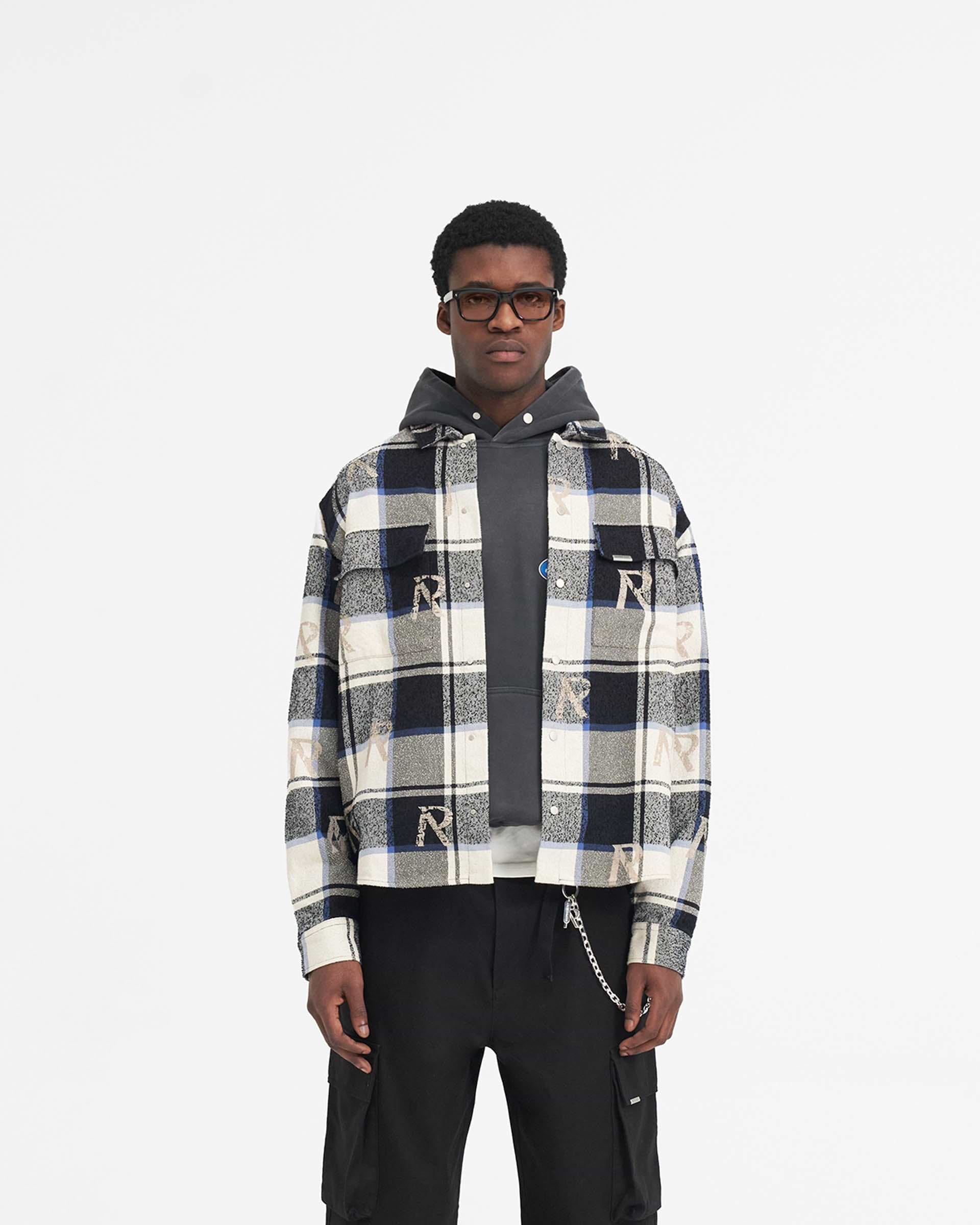 All Over Initial Flannel Shirt - Blue Check
