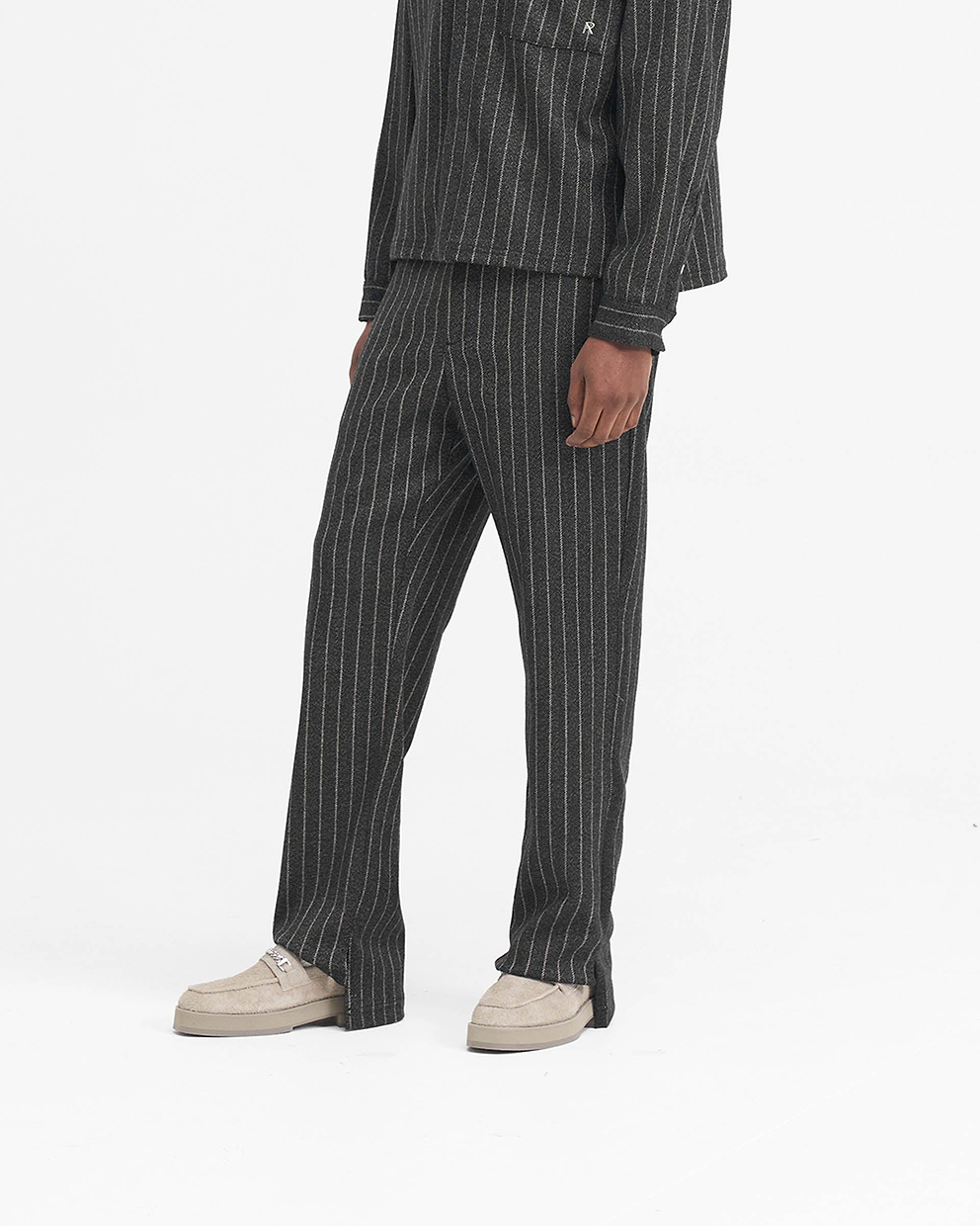 Stepped Hem Pant - Black Pinstripe