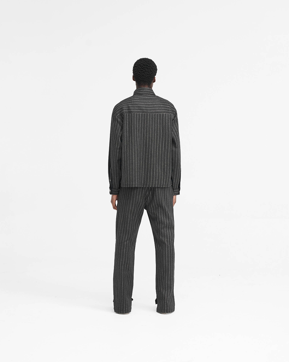 Stepped Hem Pant - Black Pinstripe