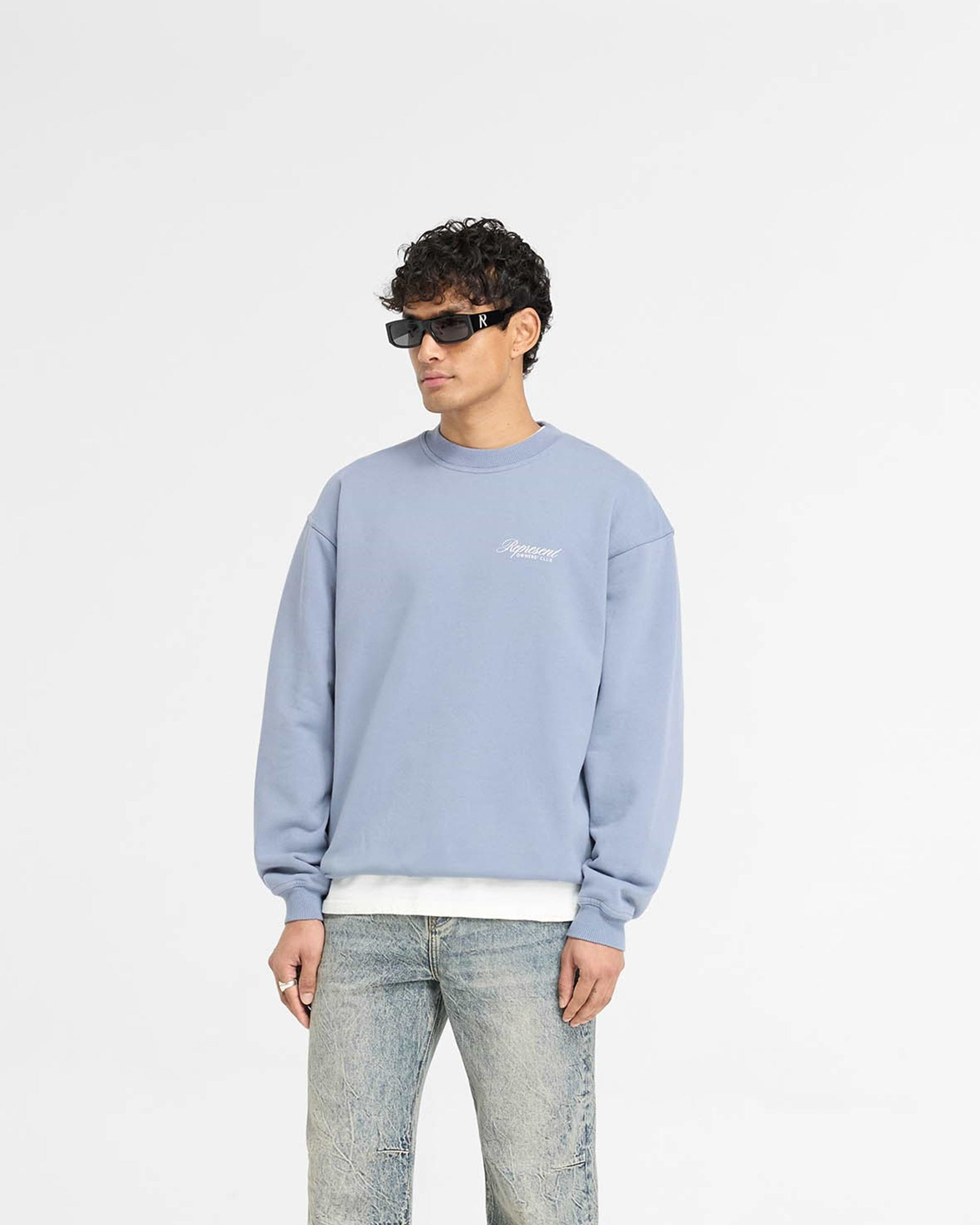 Represent Owners Club Script Sweater - Dusty Blue