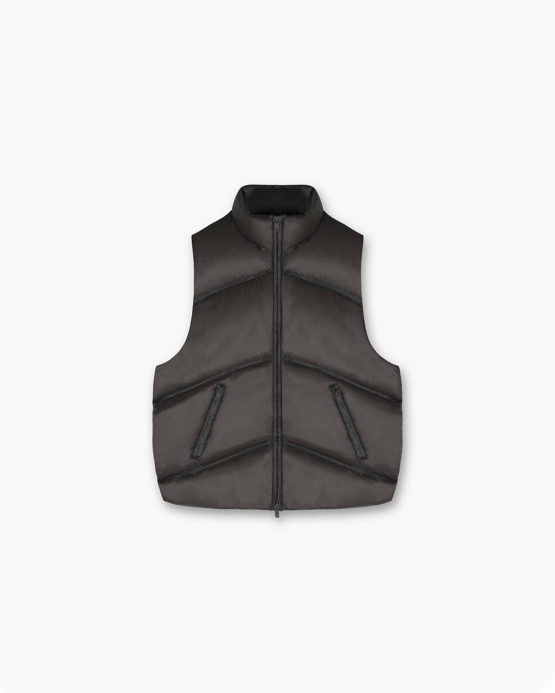 Washed Puffer Gilet - Black