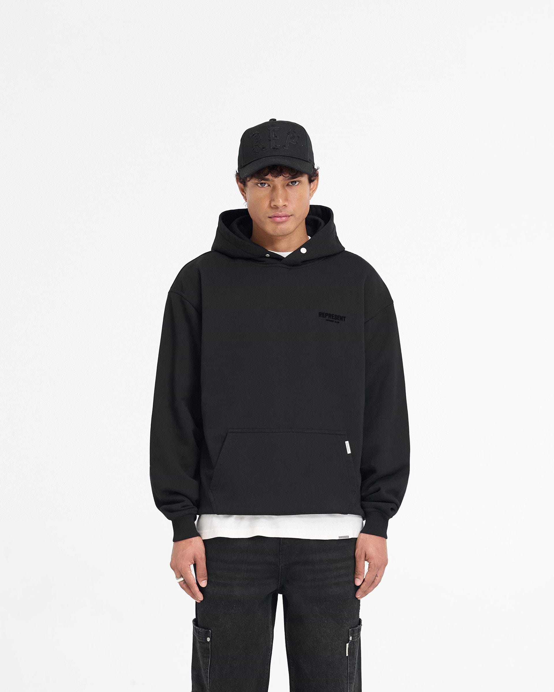 Represent Owners' Club Flocked Hoodie | Black | REPRESENT
