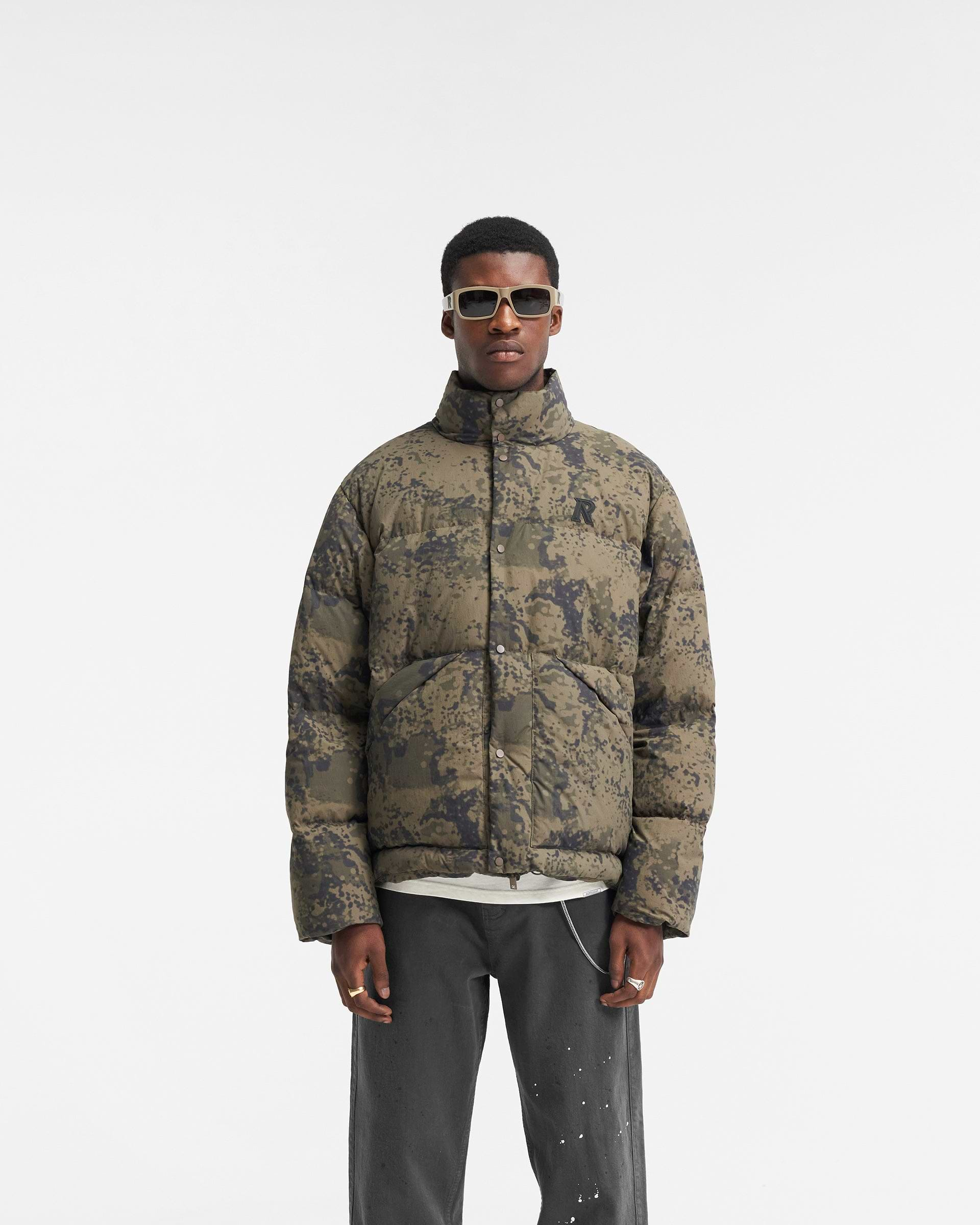 Grey camo puffer on sale jacket