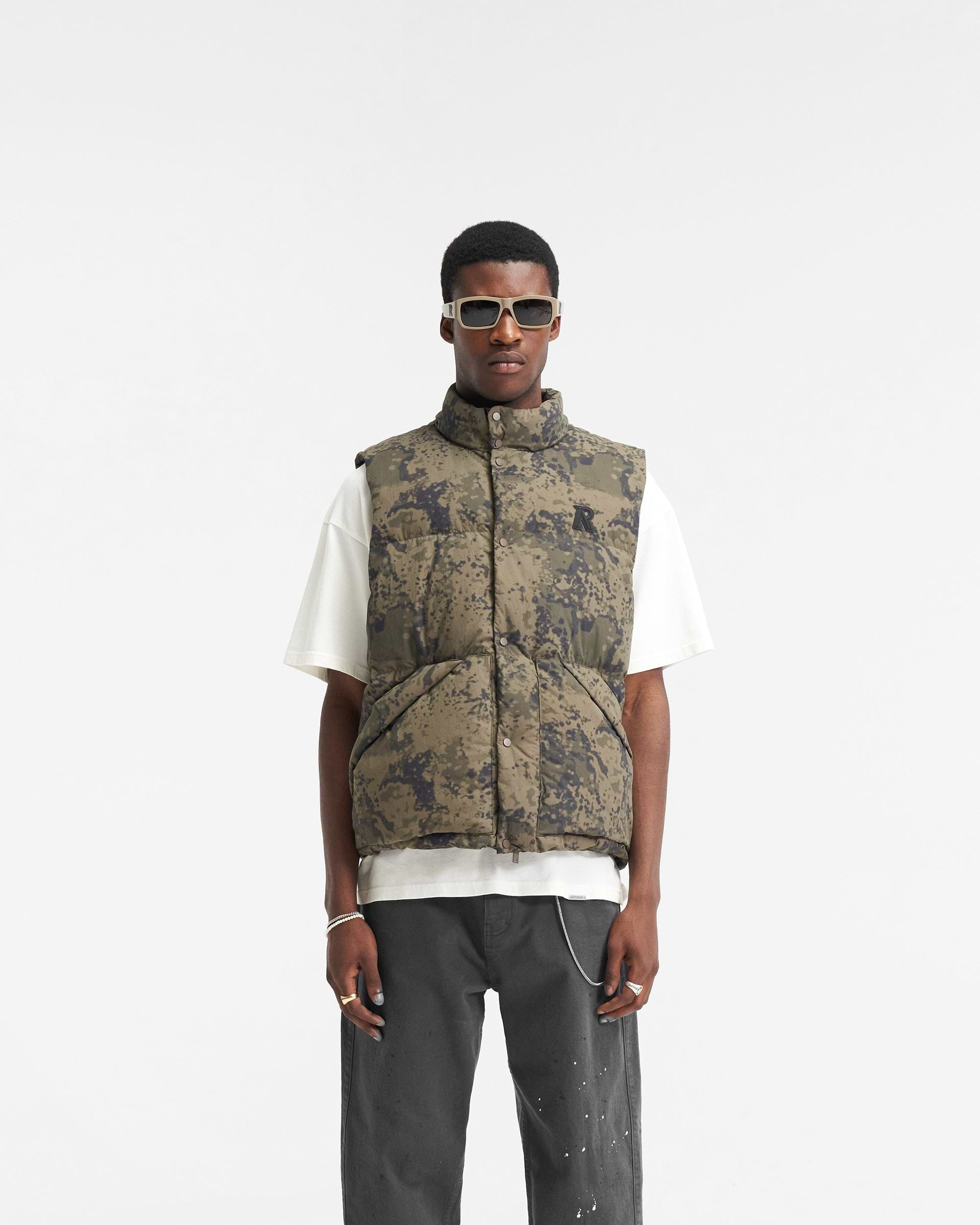 Camo puffer vest top mens