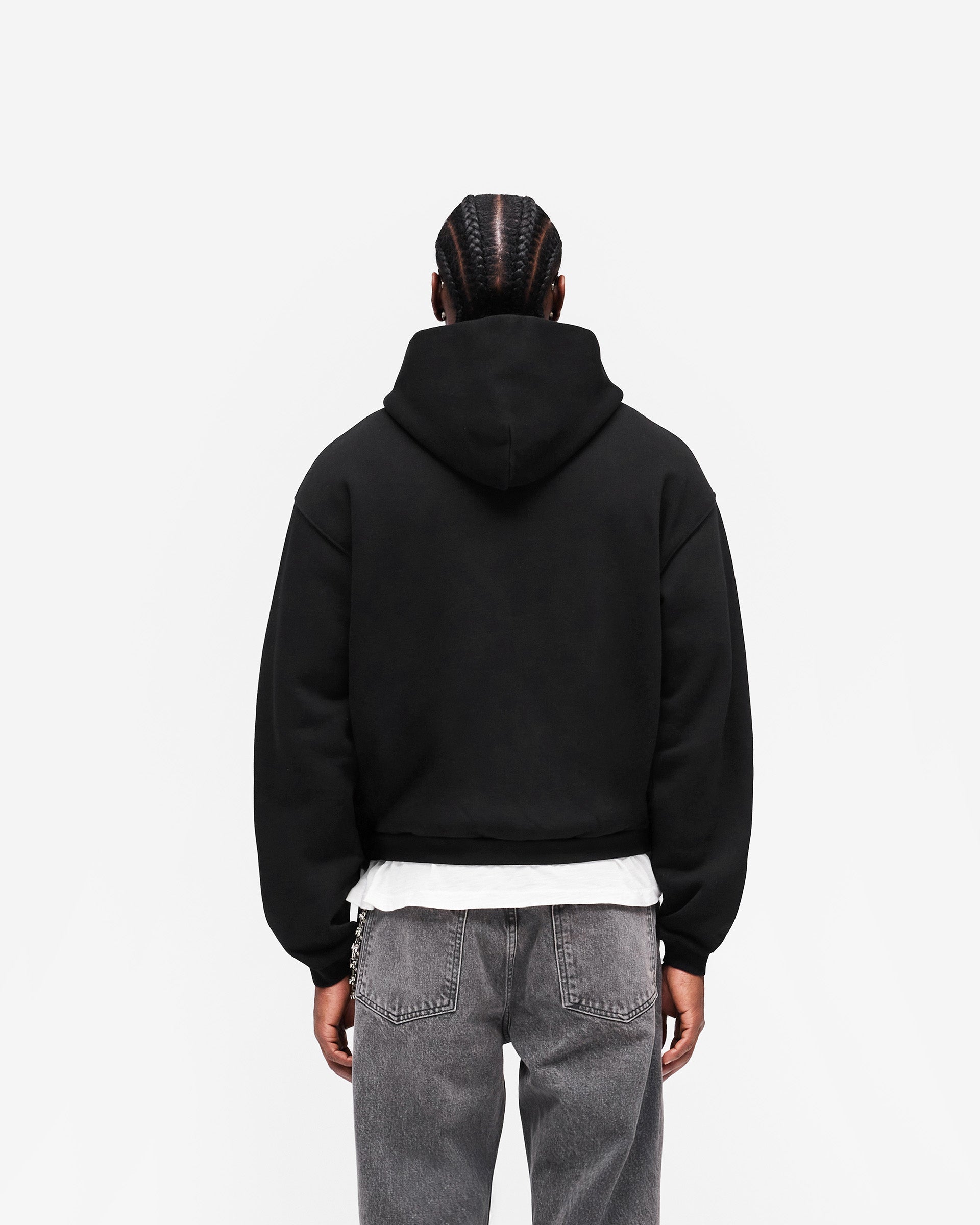 GH Shrunken Zip Hoodie Jet Black | Heaton Capsule Hoodies | REPRESENT