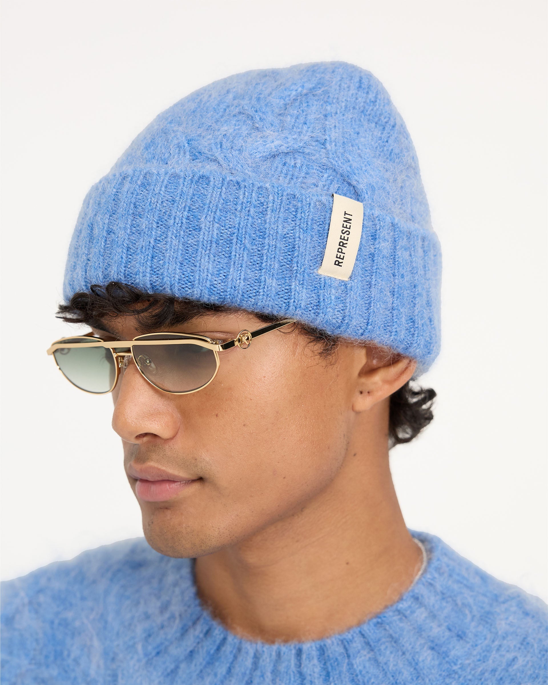 Cable Knit Beanie - Electric Blue