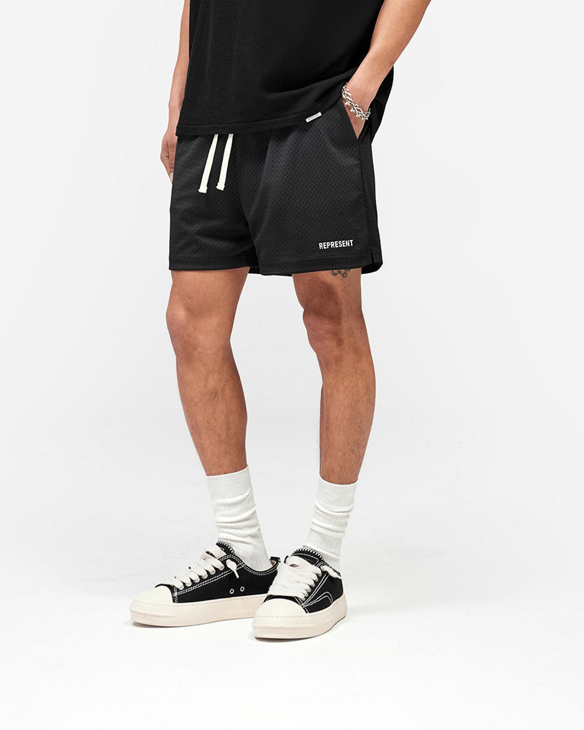 Washed Mesh Shorts - Black