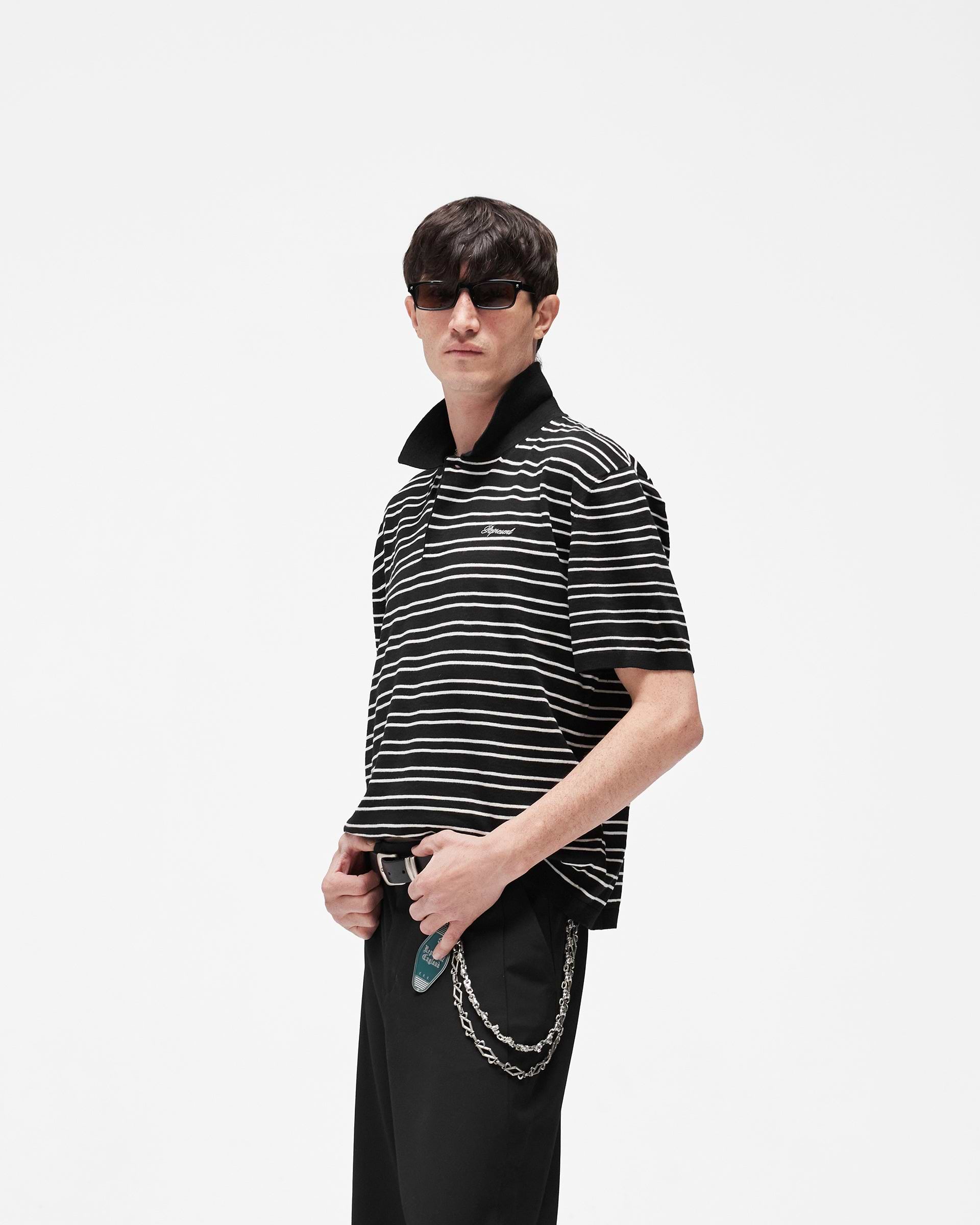 California Striped Knitted Polo Jet Black | Summer Capsule | REPRESENT