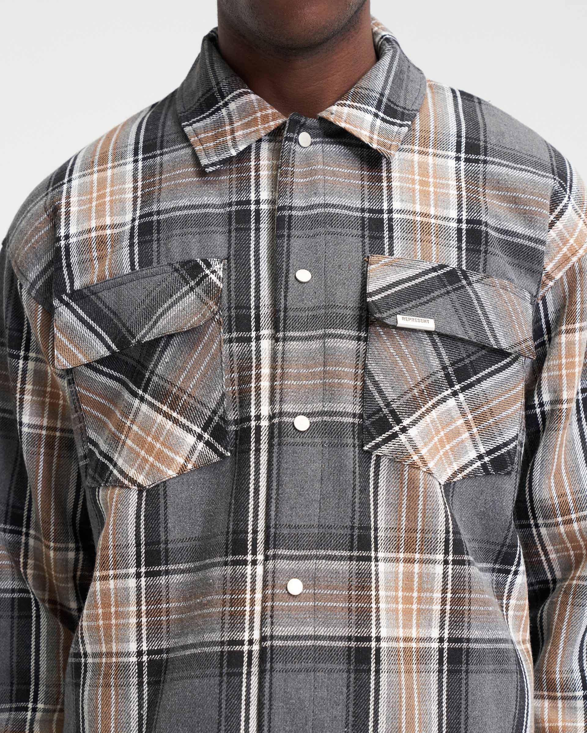 Quilted Flannel Overshirt - Grey Check