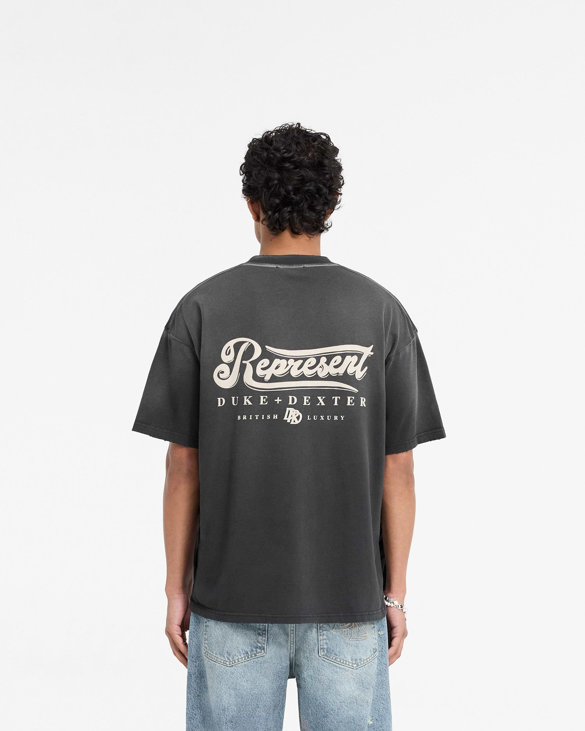 Represent X Duke + Dexter British Luxury T-Shirt - Stained Black