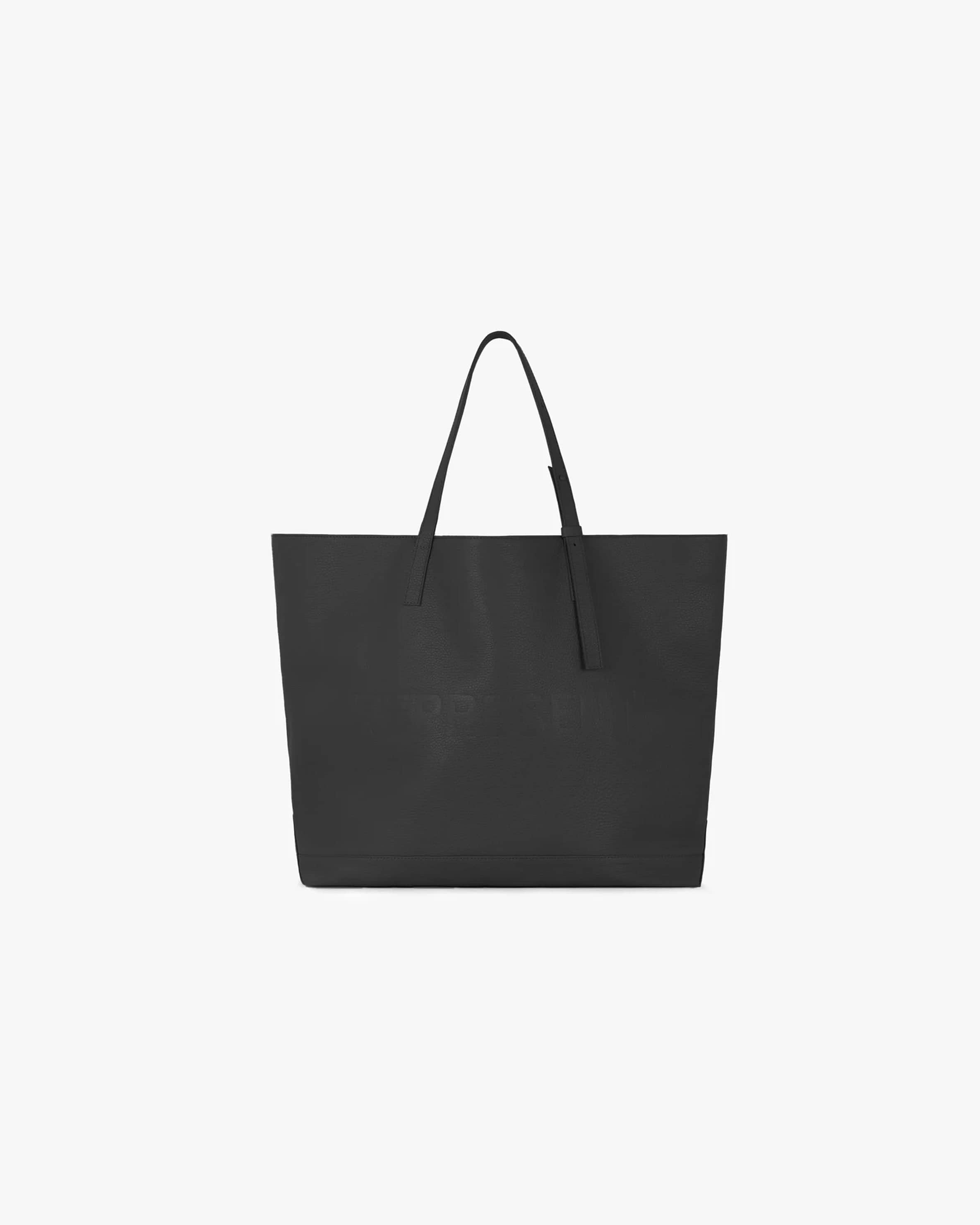 Plain black shop leather bag