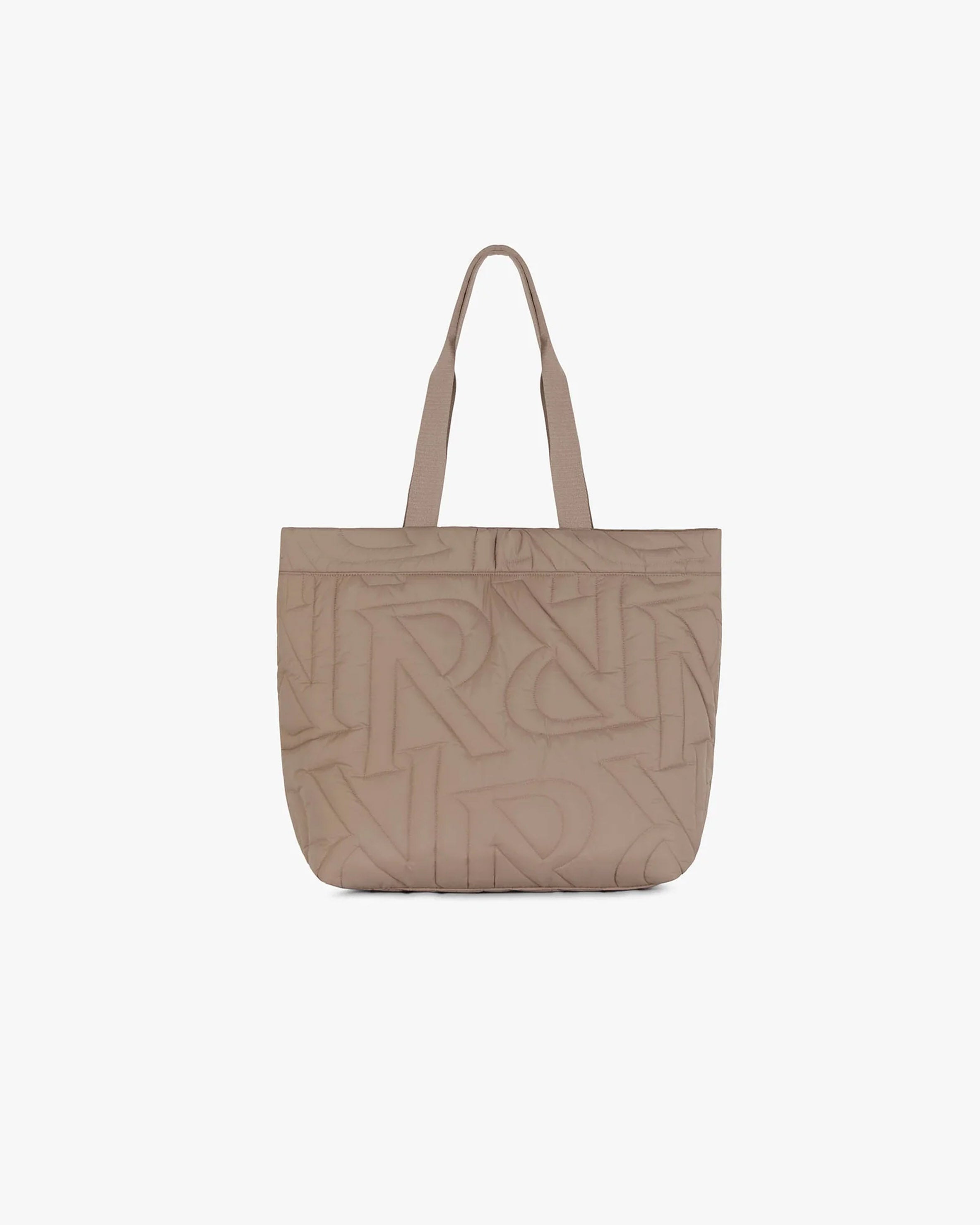 Initial Quilted Tote Bag - Mushroom