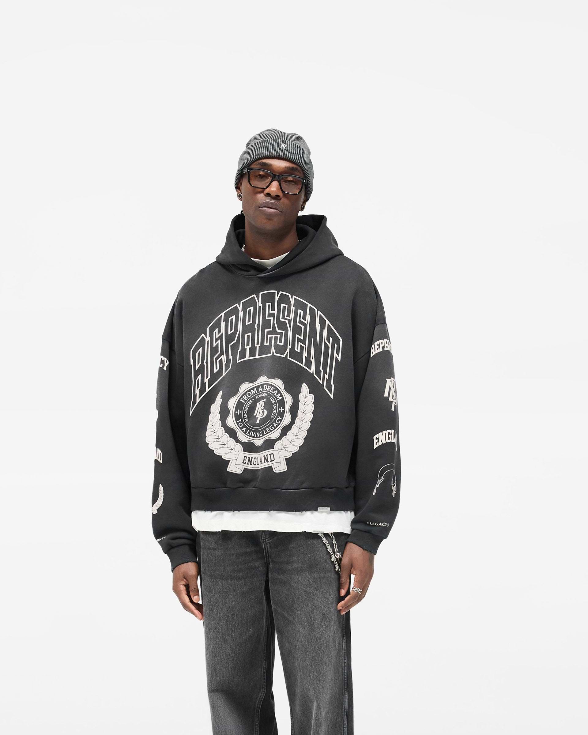 Stained Black Legacy Hoodie | Graphic Hoodies | REPRESENT