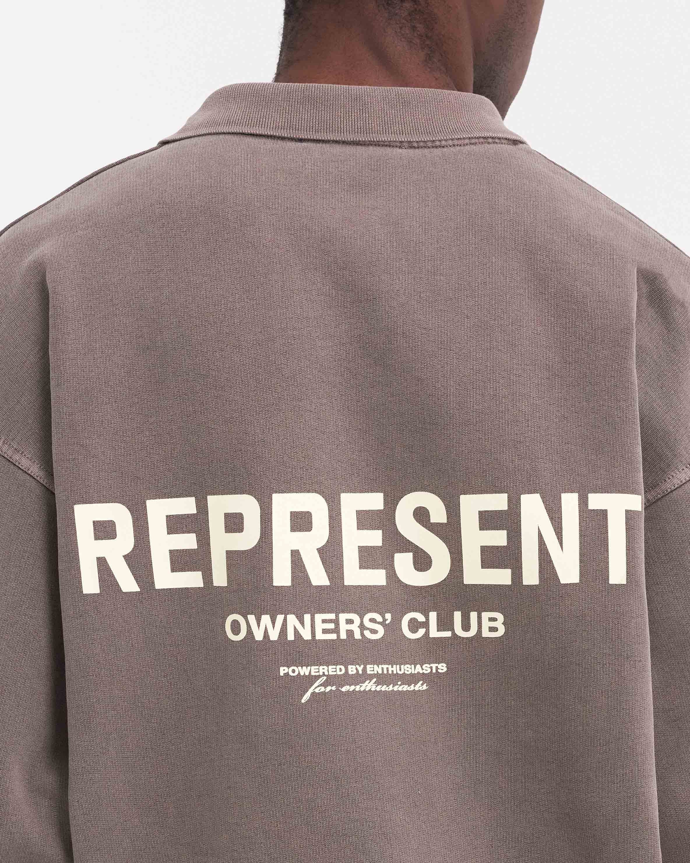 Represent Owners Club Long Sleeve Polo Sweater - Fog