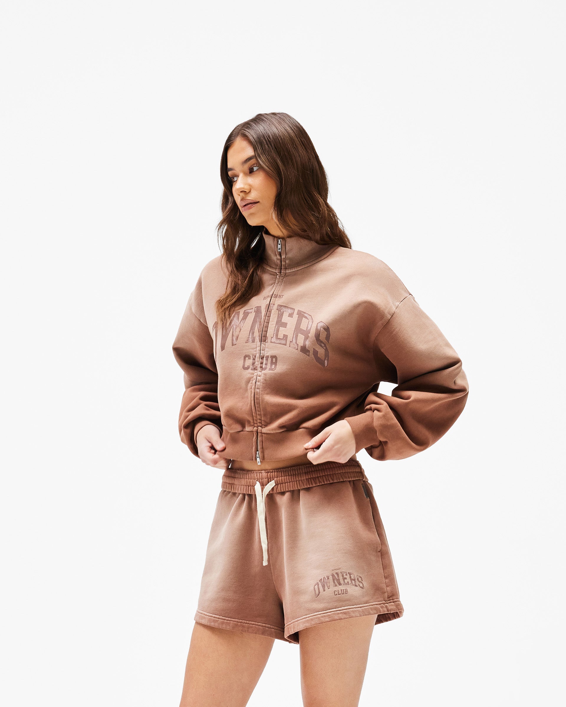Owners Club Zip Funnel Neck Sienna | Womens Hoodies SS26 | REPRESENT