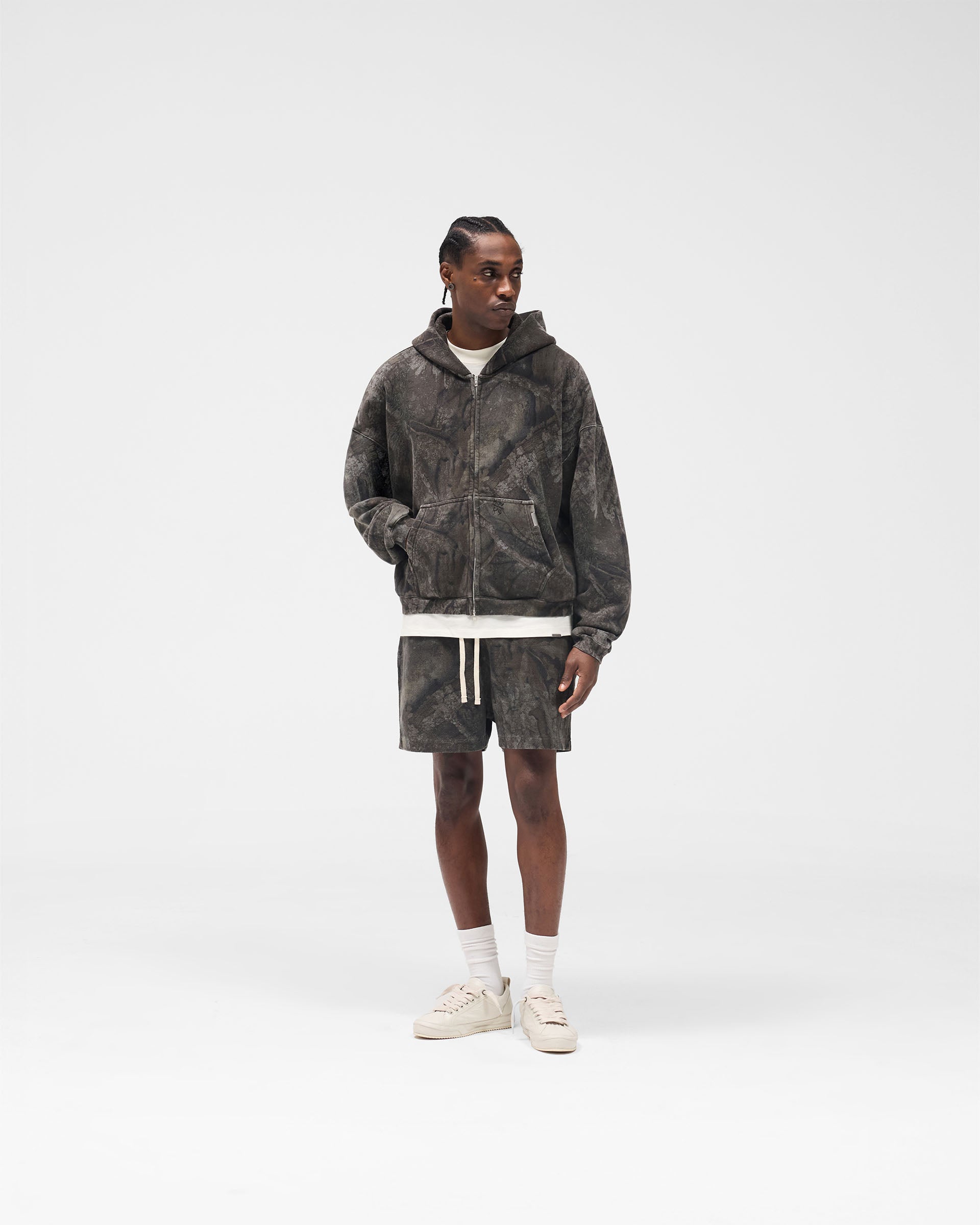 Overdyed Black Boxy Zip Up Hoodie | Realtree® | REPRESENT