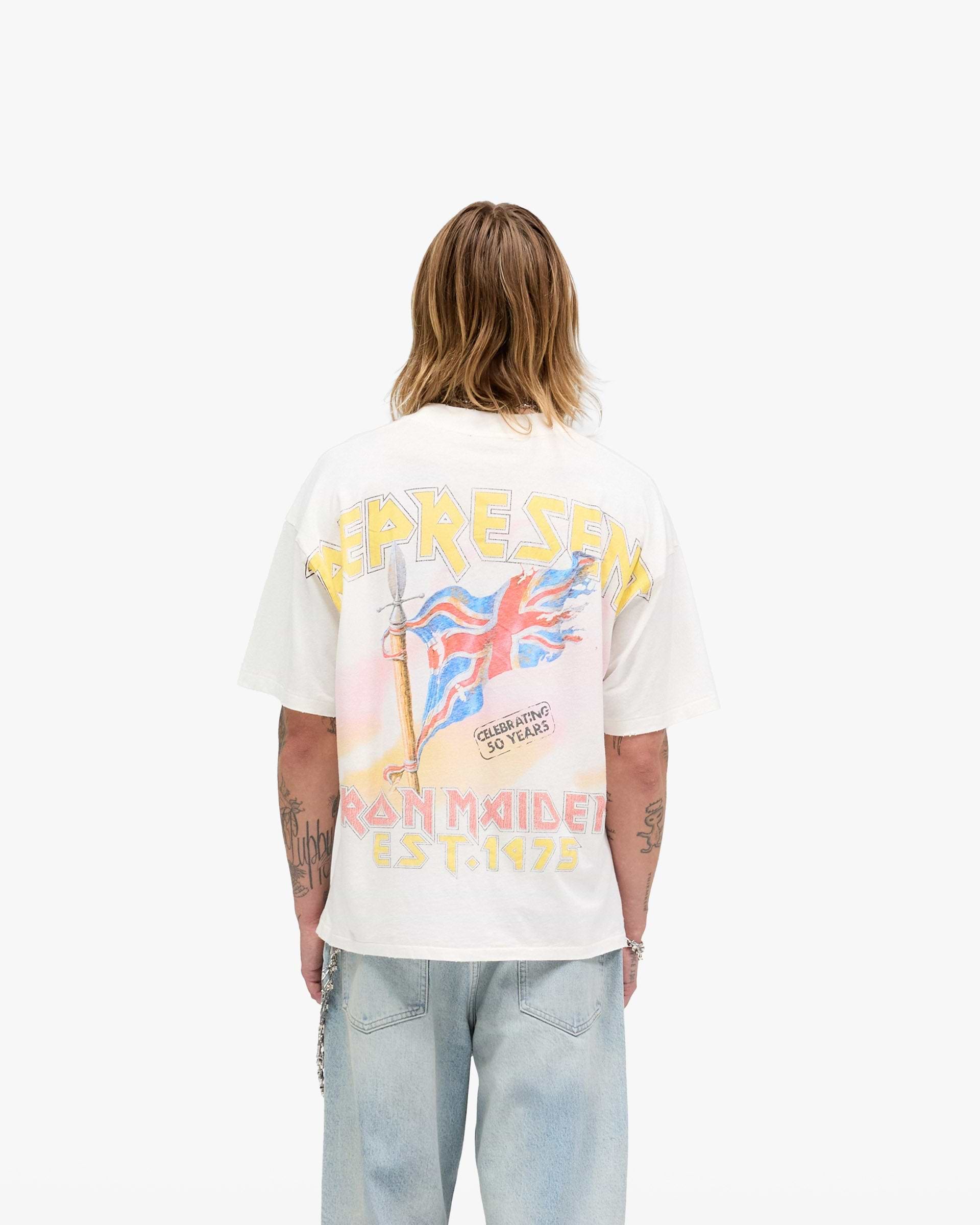Represent X Iron Maiden Steed T-Shirt | White | REPRESENT