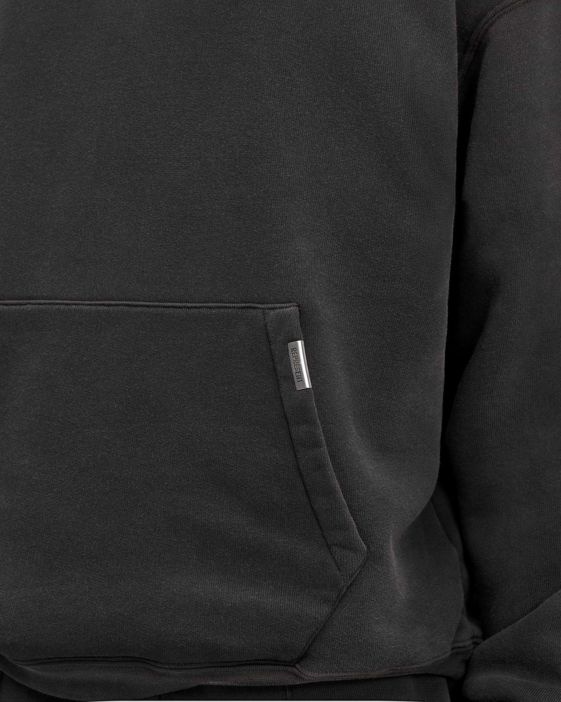 Heavyweight Initial Hoodie | Stained Black | REPRESENT CLO