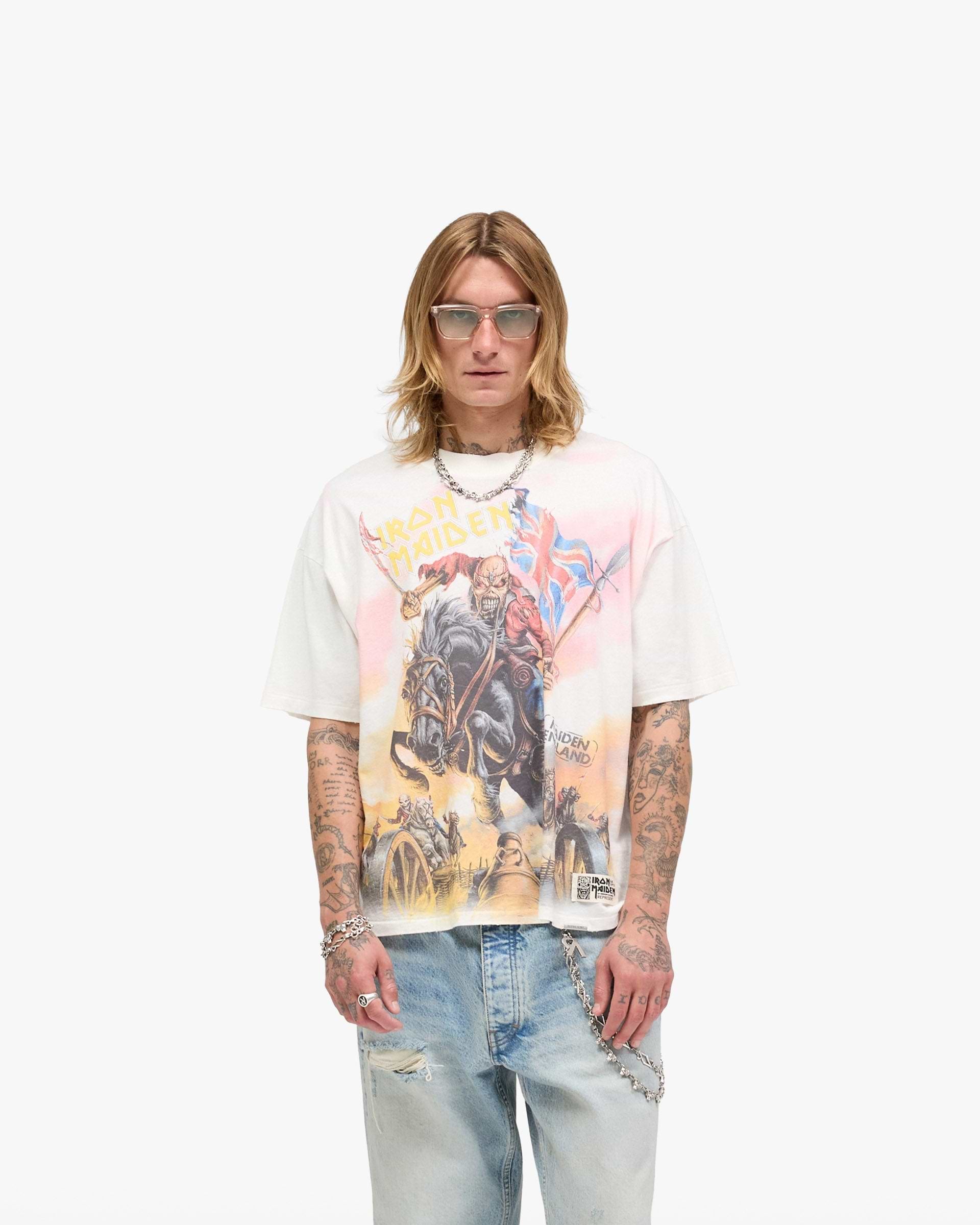 Represent X Iron Maiden Steed T-Shirt | White | REPRESENT