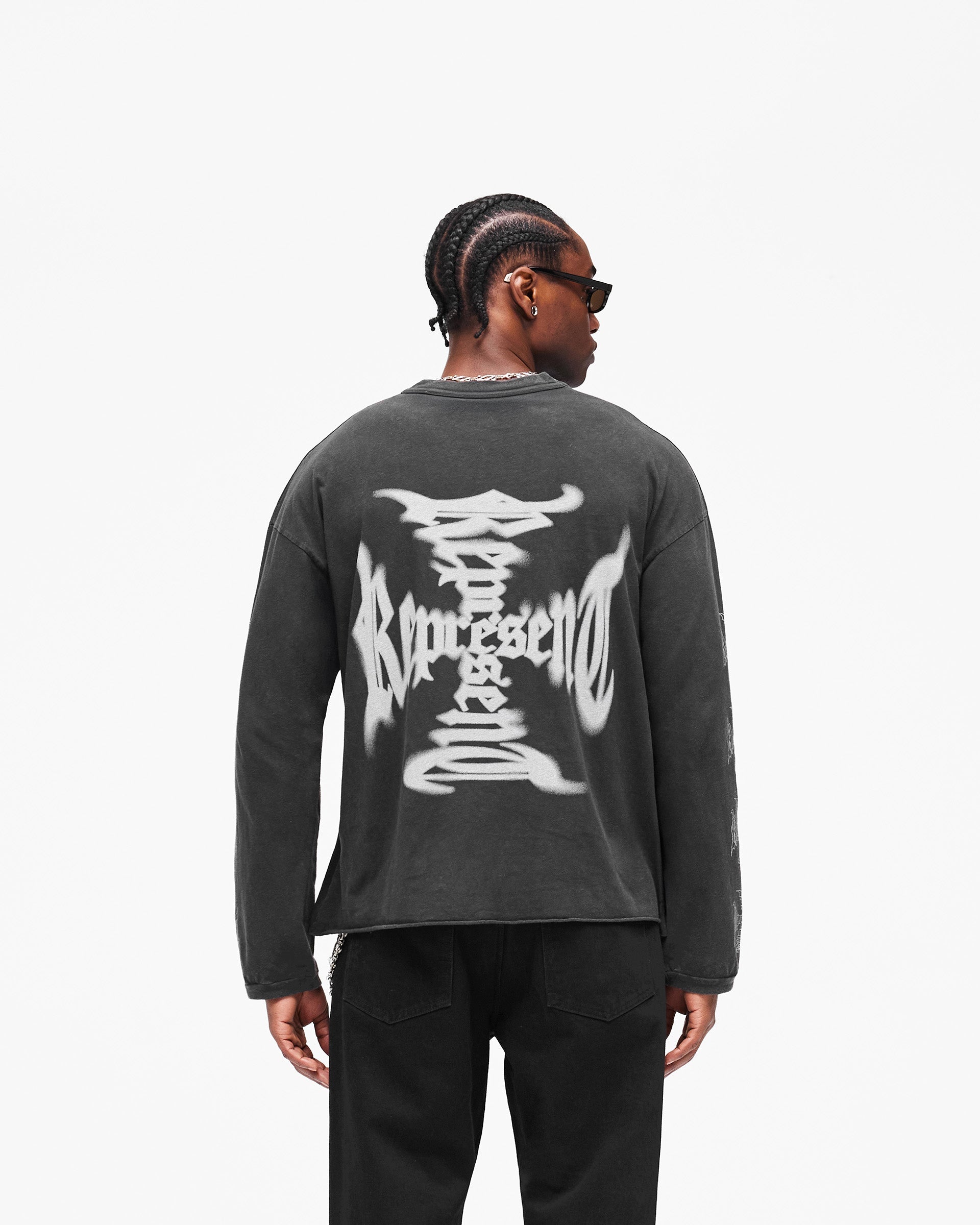 MH Long Sleeve T-Shirt Faded Black | Heaton Capsule | REPRESENT