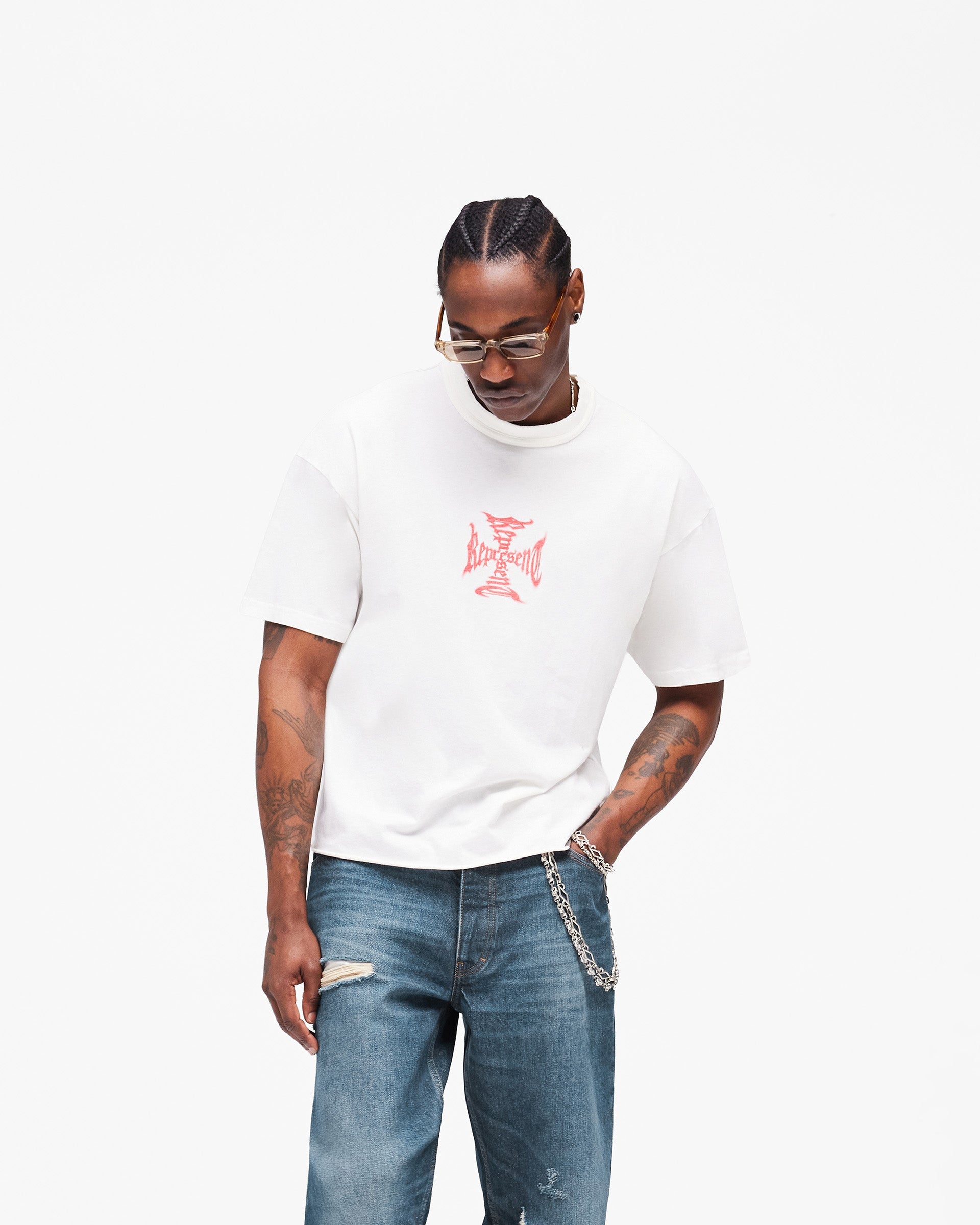 も*ん様 everyone billboard tee shirt (ASH) MH T-Shirt V2 Ash White | Heaton Capsule T-Shirts | REPRESENT
