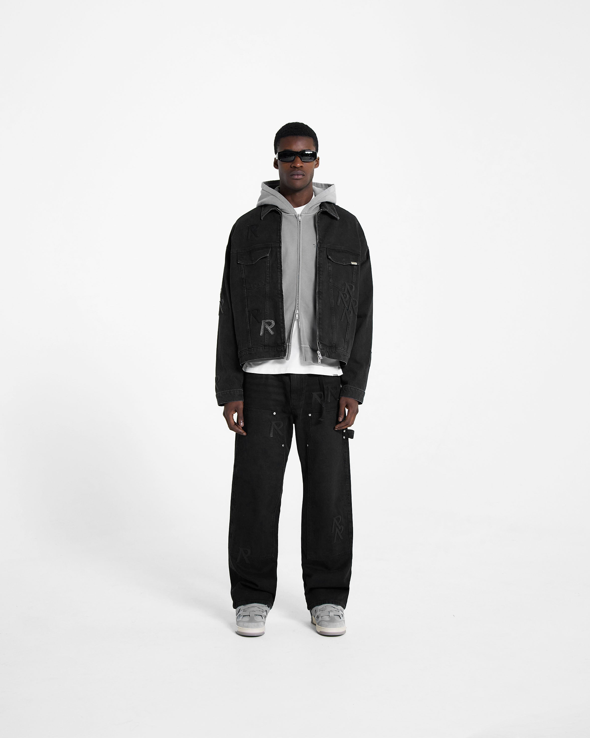 R4 Initial Denim Jacket - Off Black