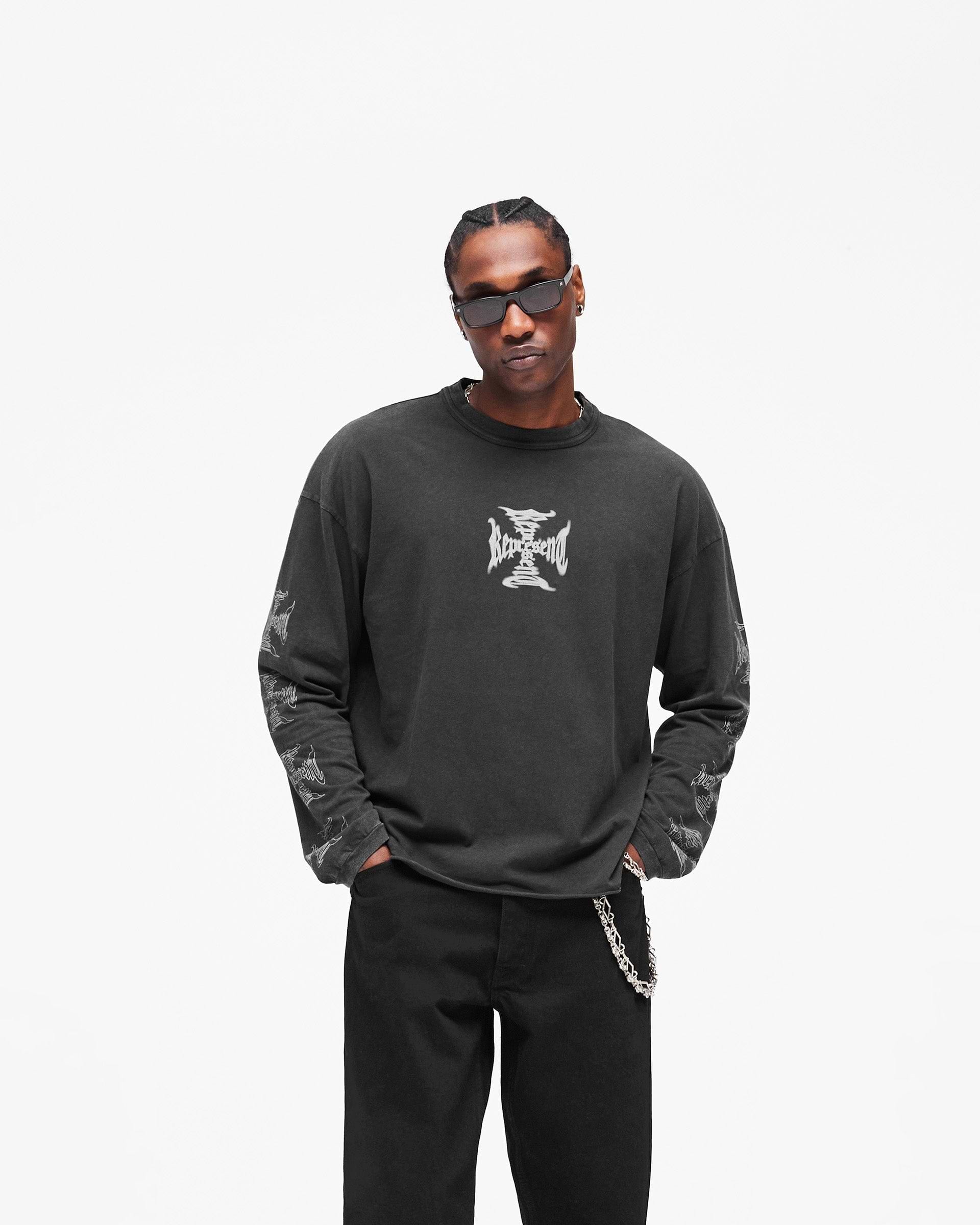 MH Long Sleeve T-Shirt Faded Black | Heaton Capsule | REPRESENT