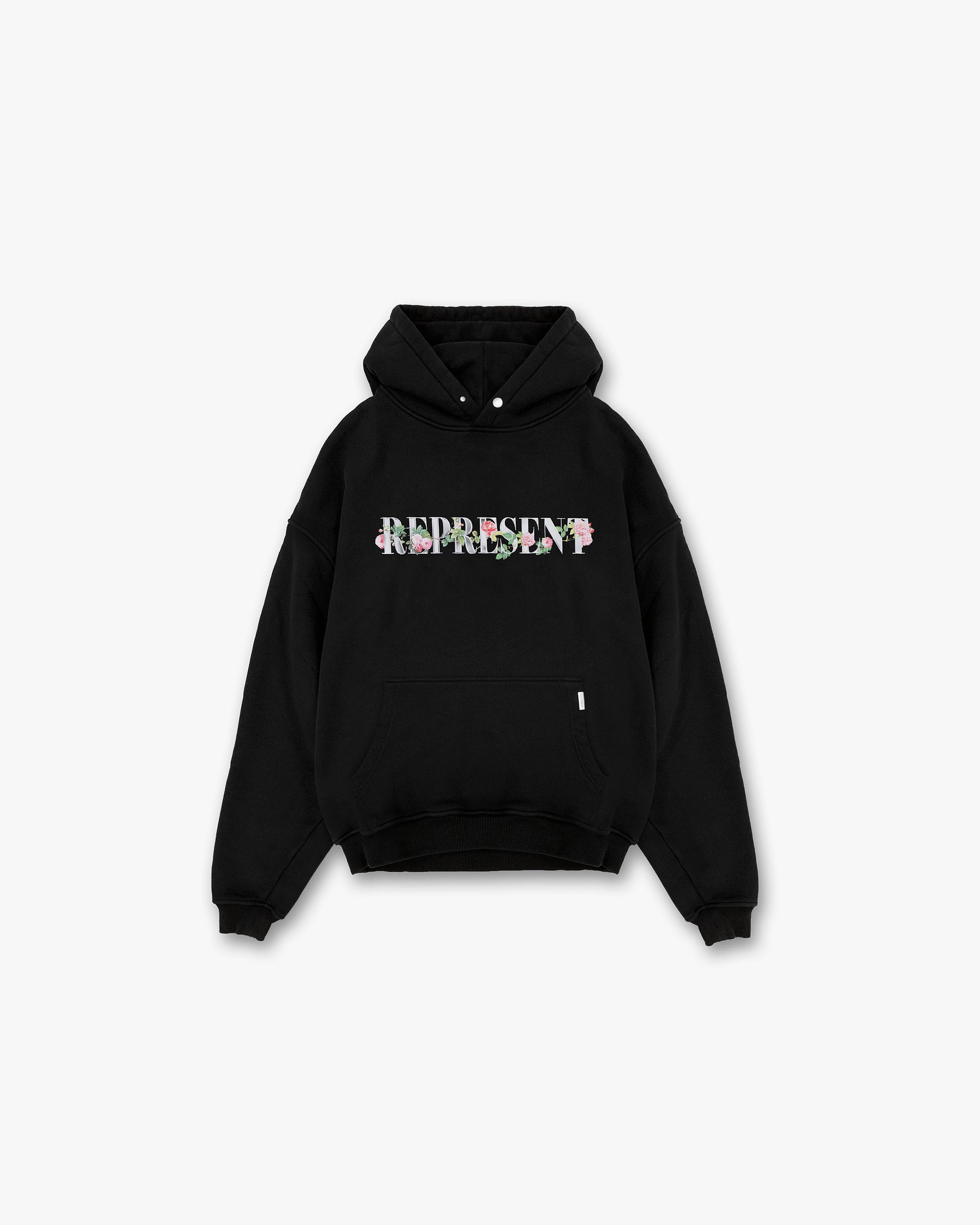 Black thrasher hoodie with clearance roses