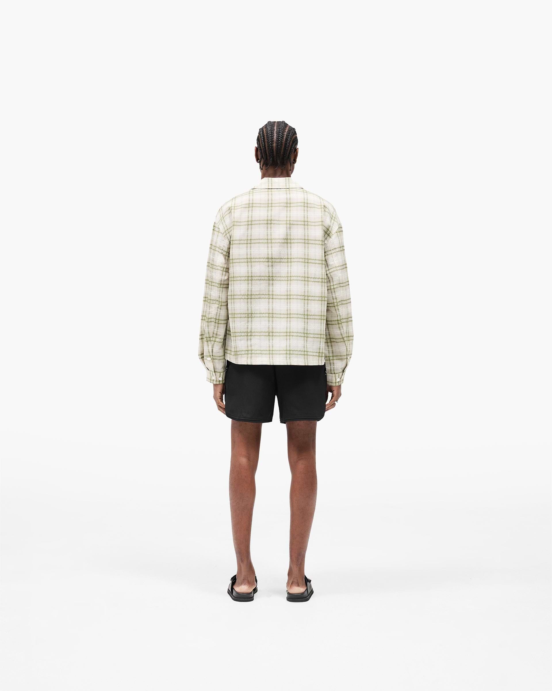 Sheer Long Sleeve Flannel Shirt - Green