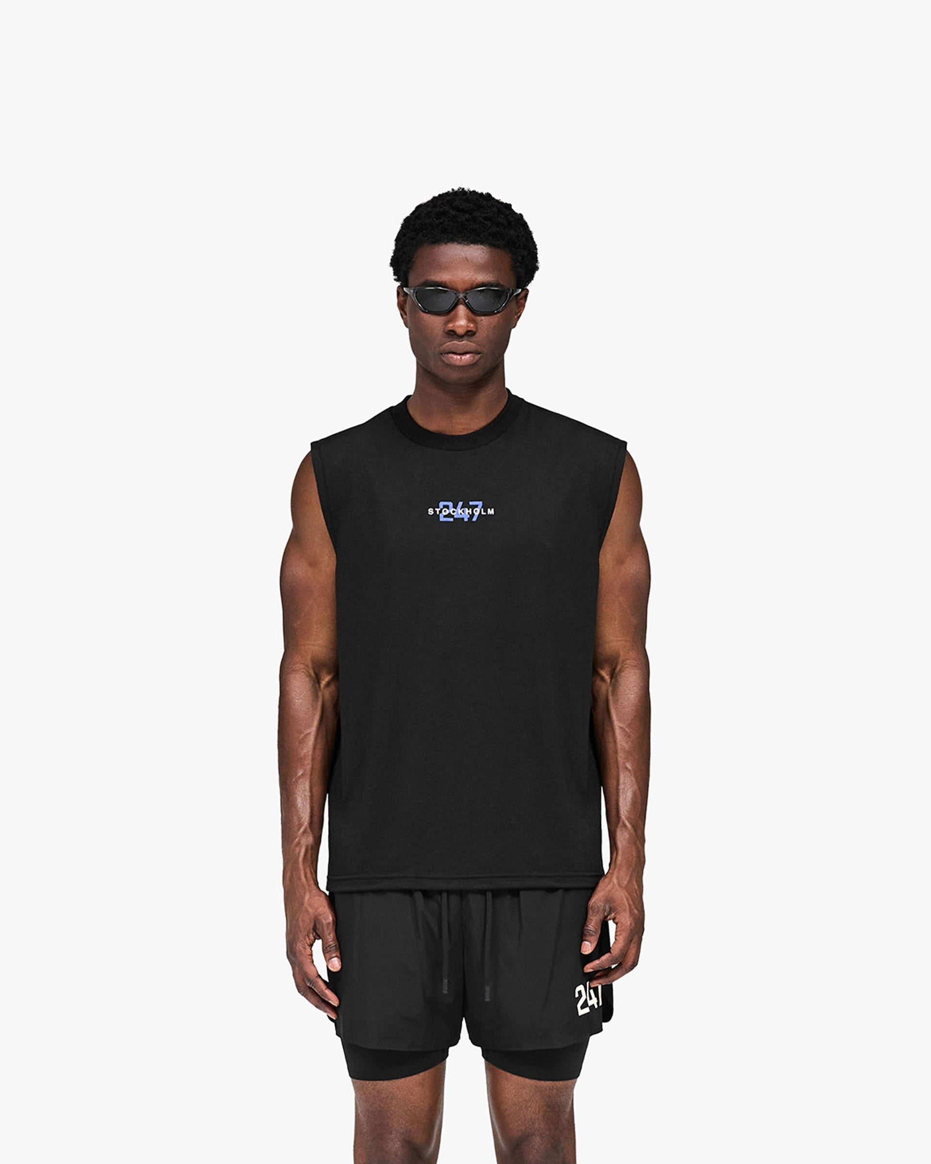247 Stockholm Oversized Tank Jet Black | Performance Tank | REPRESENT