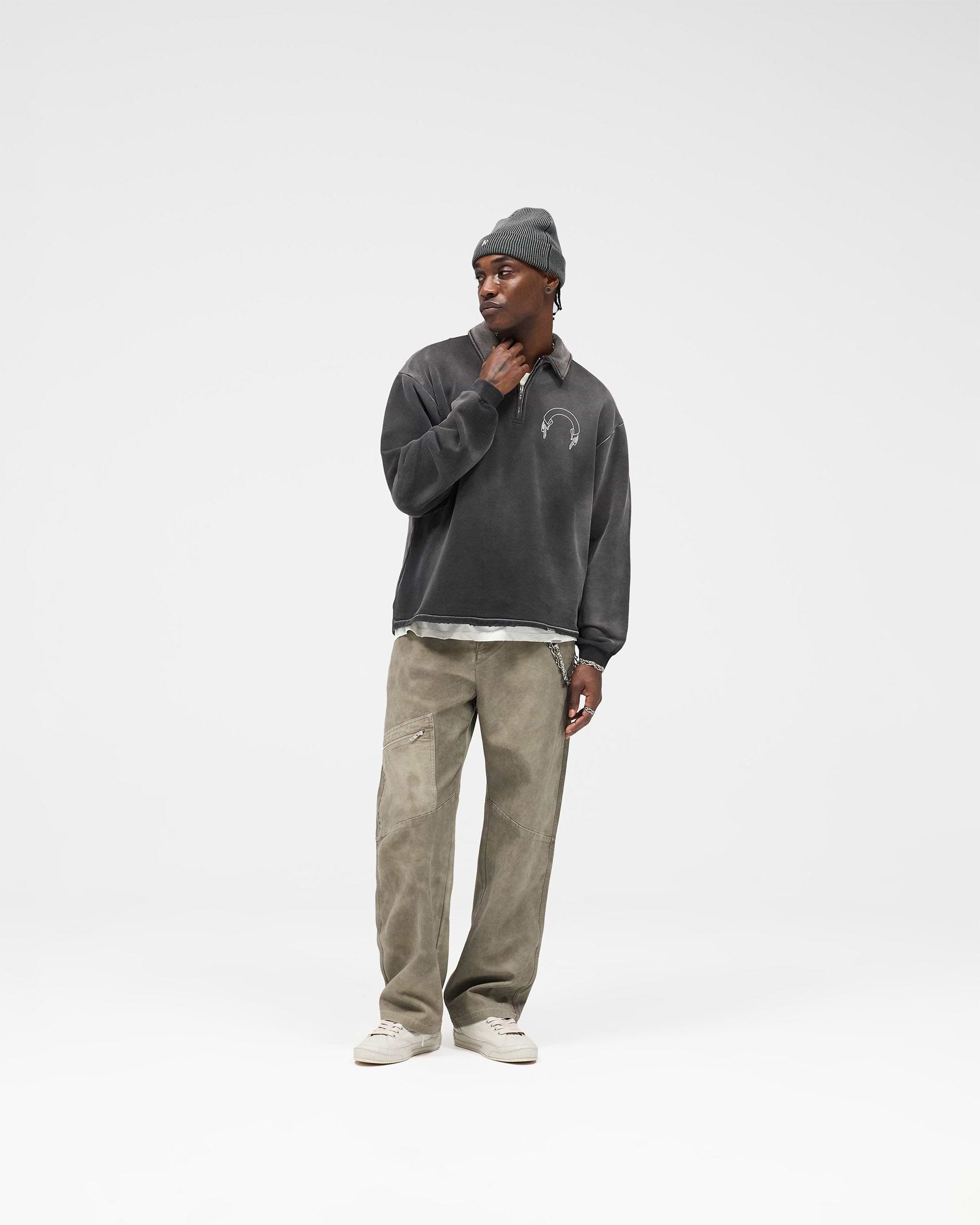 Stained Black Banner Quarter Zip | Sweatshirts | REPRESENT