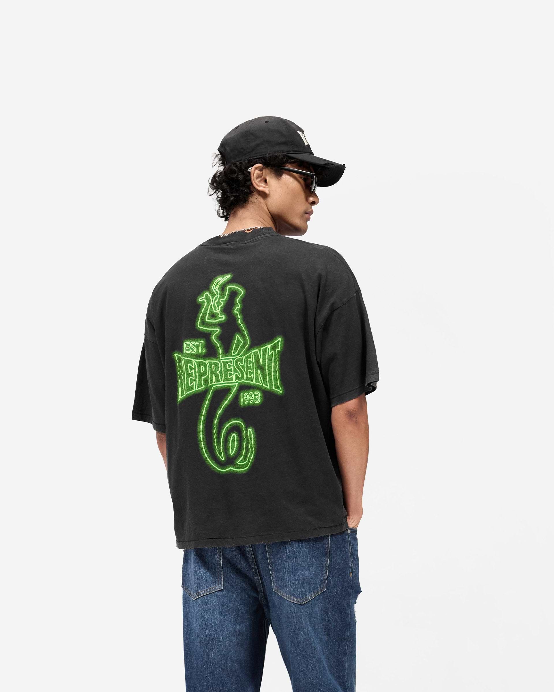Viper Room Glow T-Shirt Vintage Black | Glow-In-The-Dark Print Tee