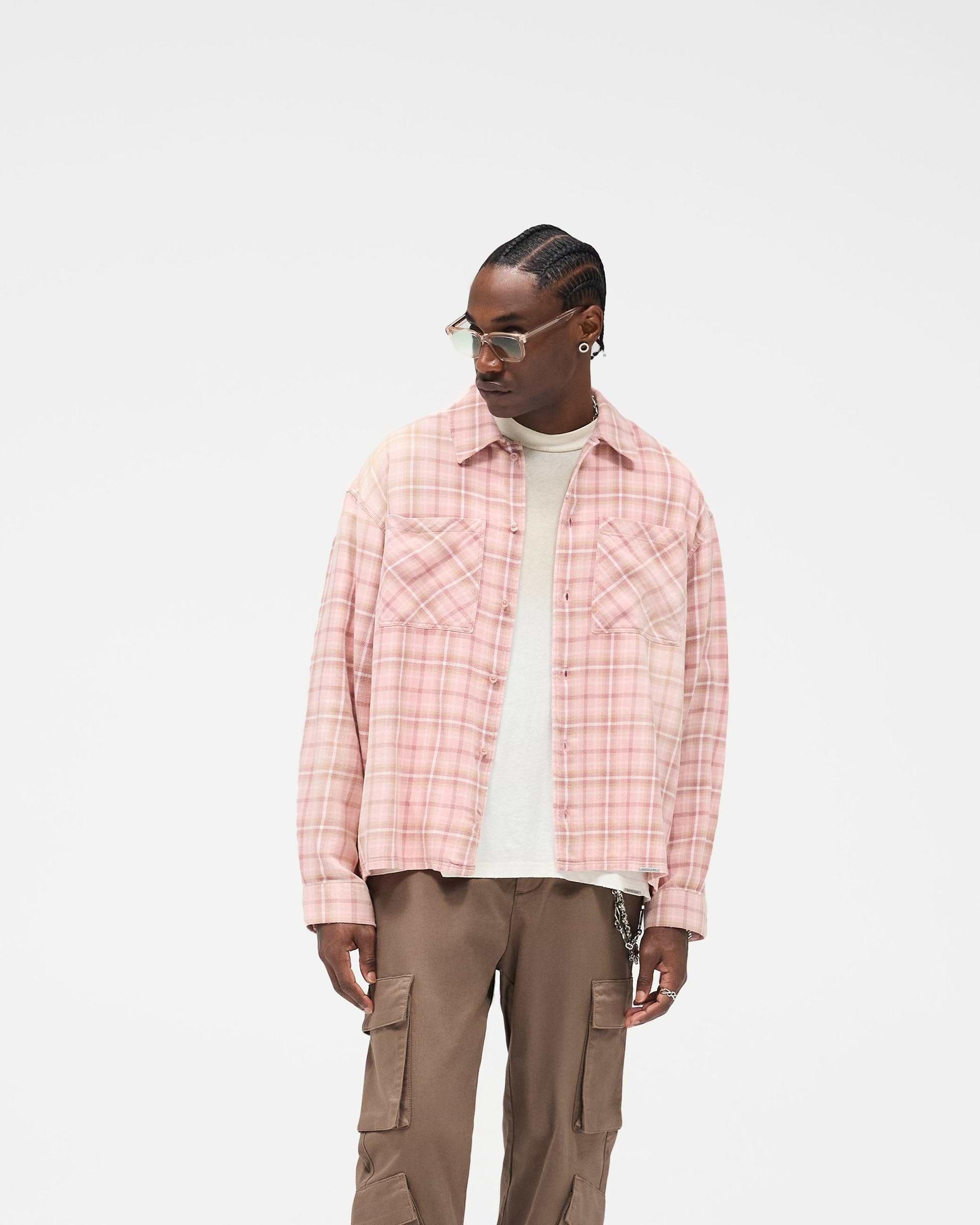 TWC アットラスト Block Check Shirt 15 Quartz Check Shirt Sunfaded Wash | Mens Shirts | REPRESENT