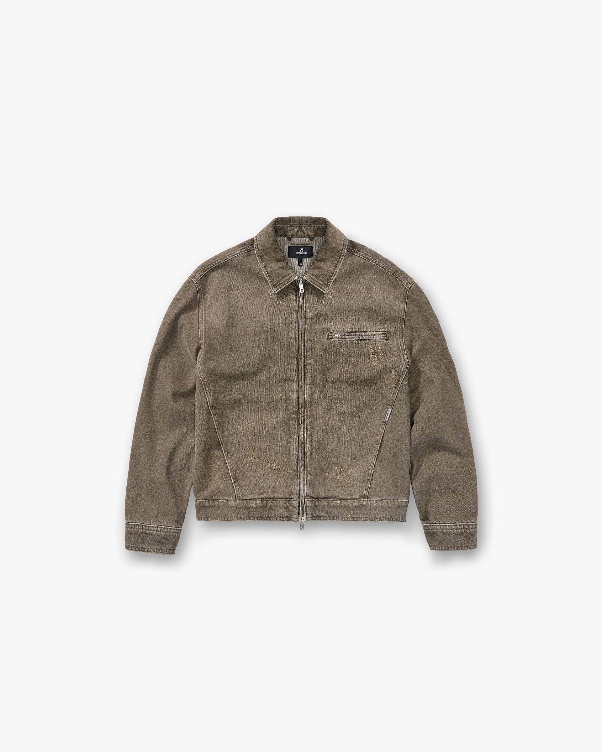 Collared Denim Jacket - Washed Olive