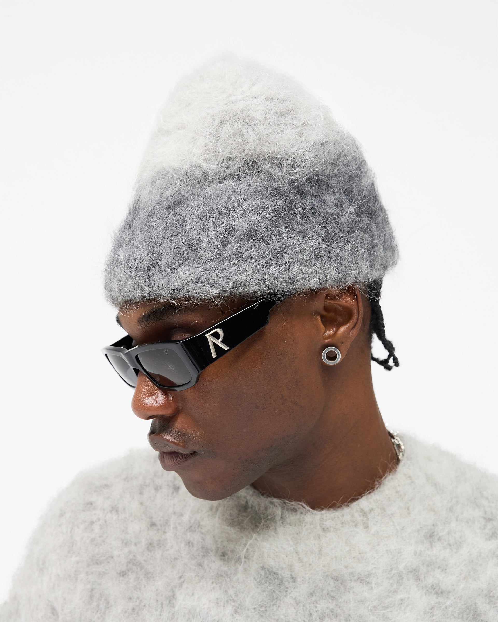 Ombre Knit Beanie - Light Grey