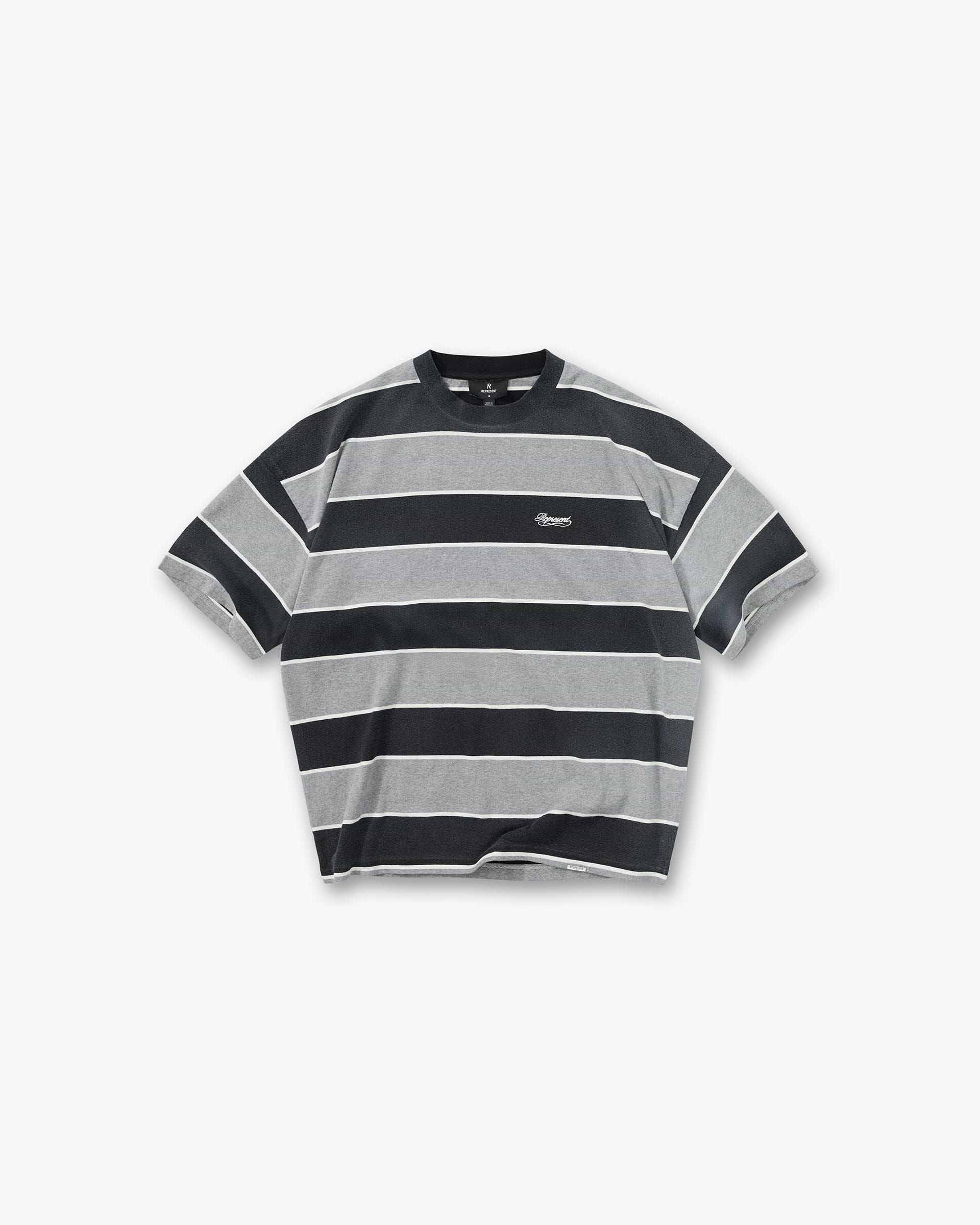 Calfornia Striped T-Shirt - Jet Black Grey Marl